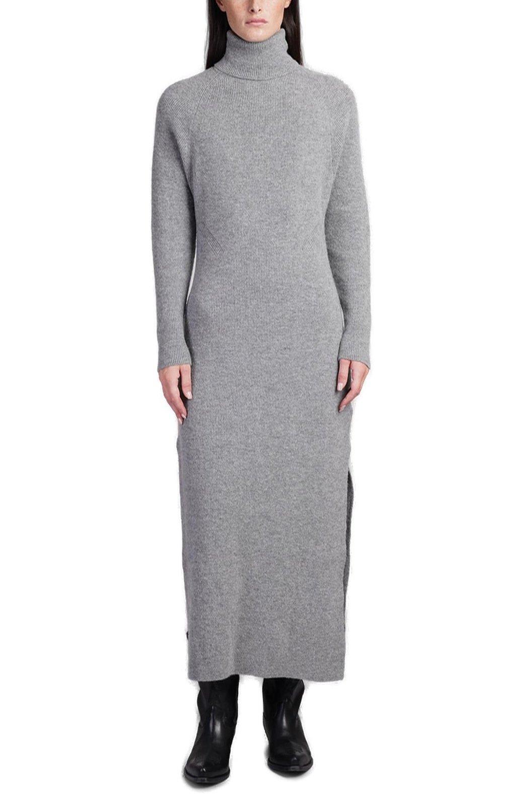 high-neck ribbed-knit dress