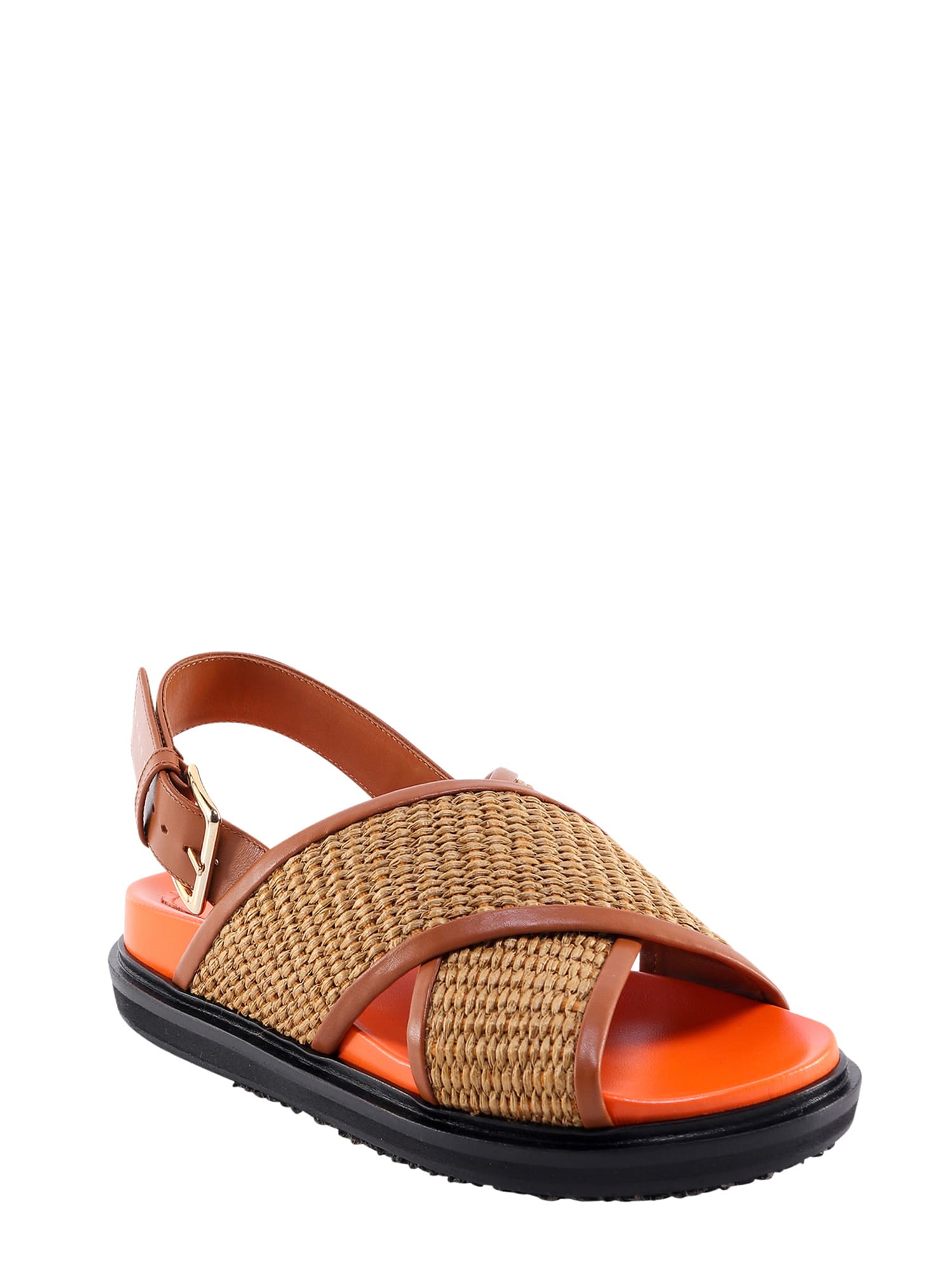【Marni】Raffia & leather fussbett sandal ☆関税送料込み Fussbet raffia-effect sandals in pink - Marni | Mytheresa