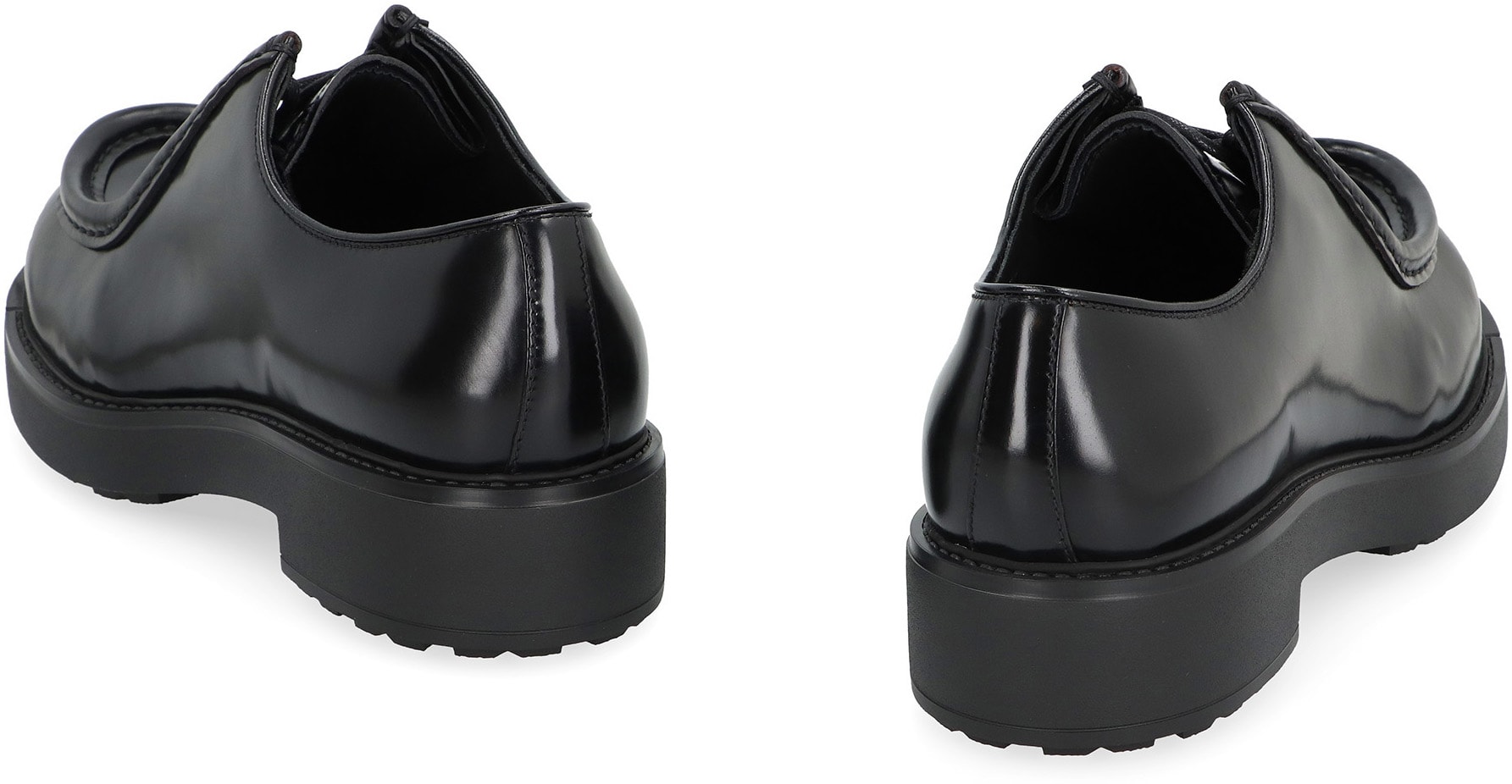 Prada Black Leather Diapason Lace-up Shoes | italist, ALWAYS