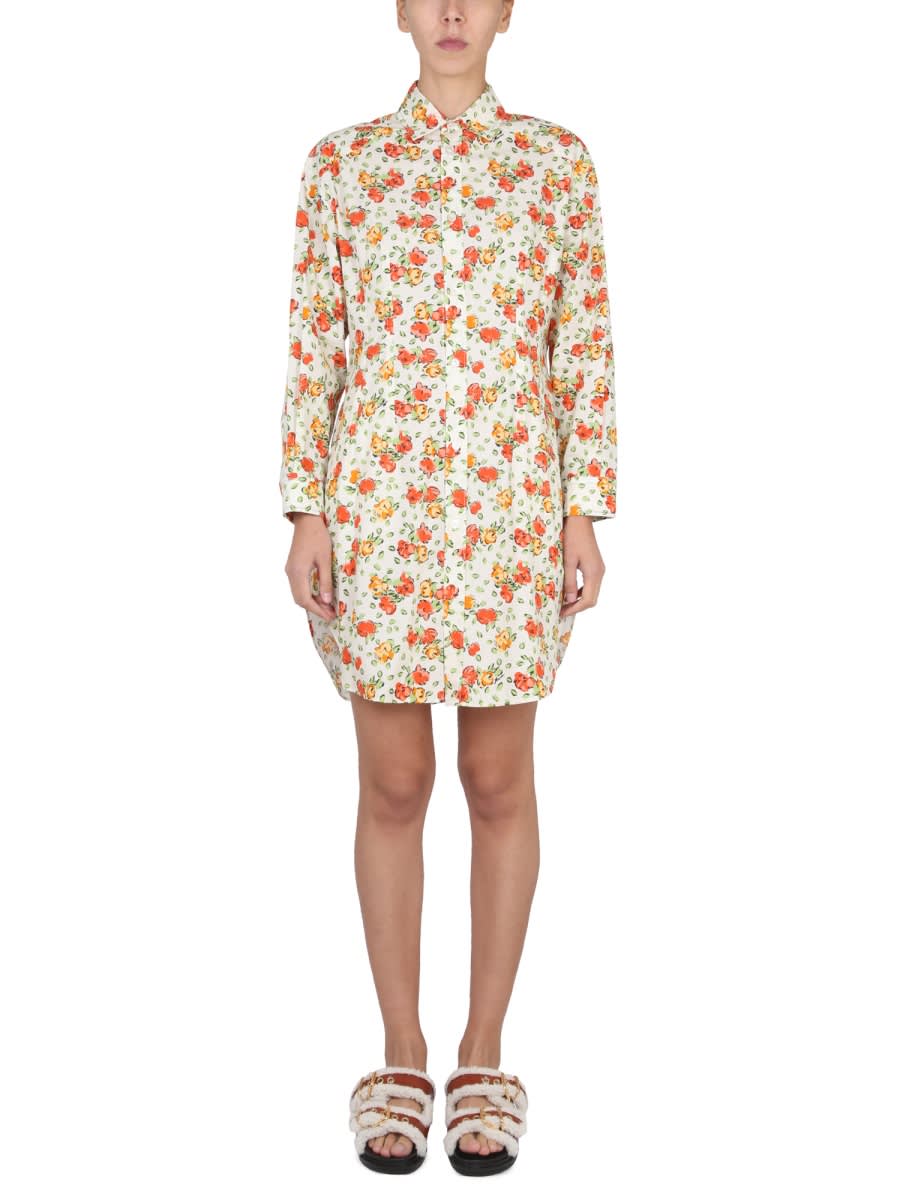 shirt dress with floral pattern