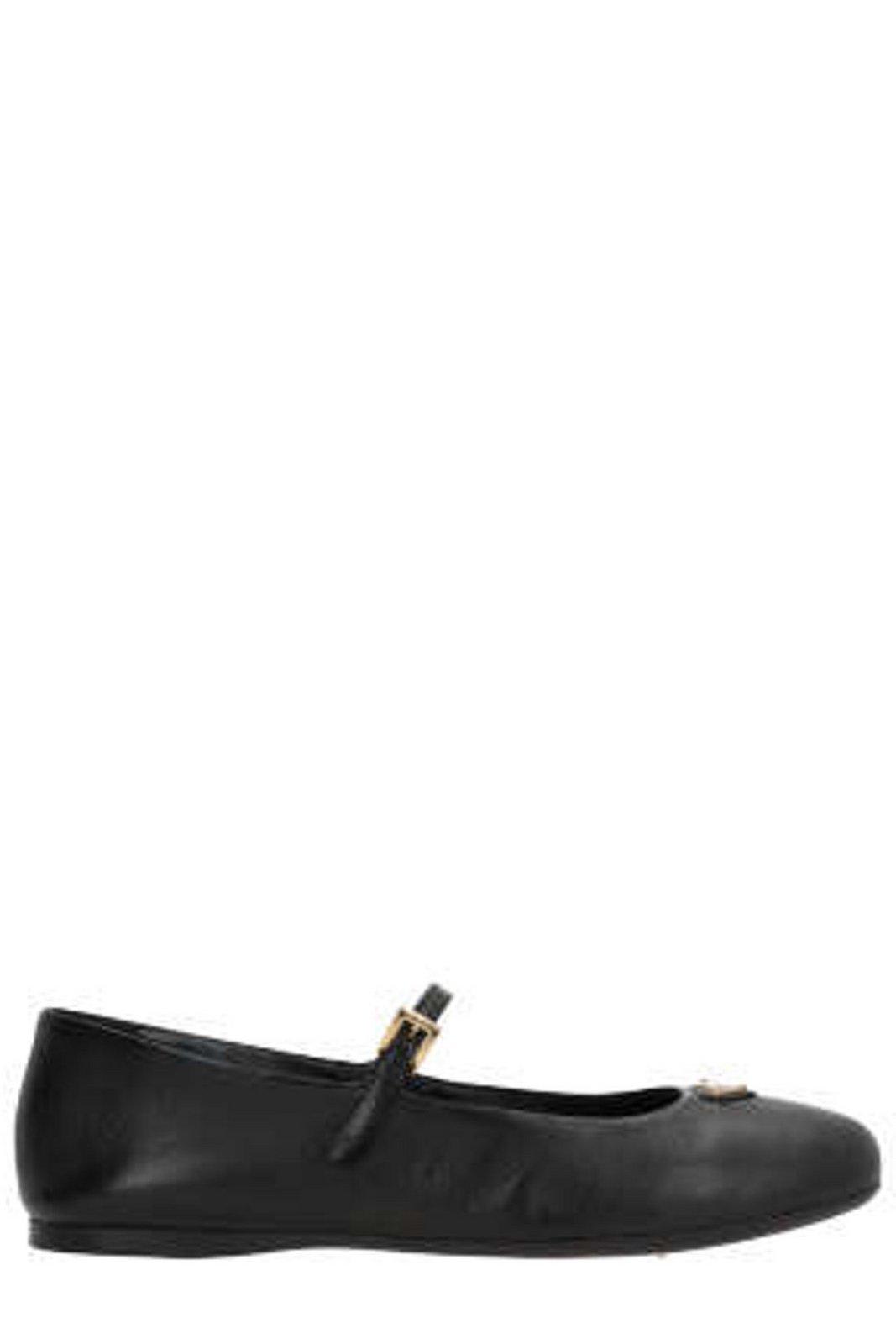 【PRADA】Black leather ballerina with logo triangle Prada Leather Ballerina With Logo Triangle | italist, ALWAYS
