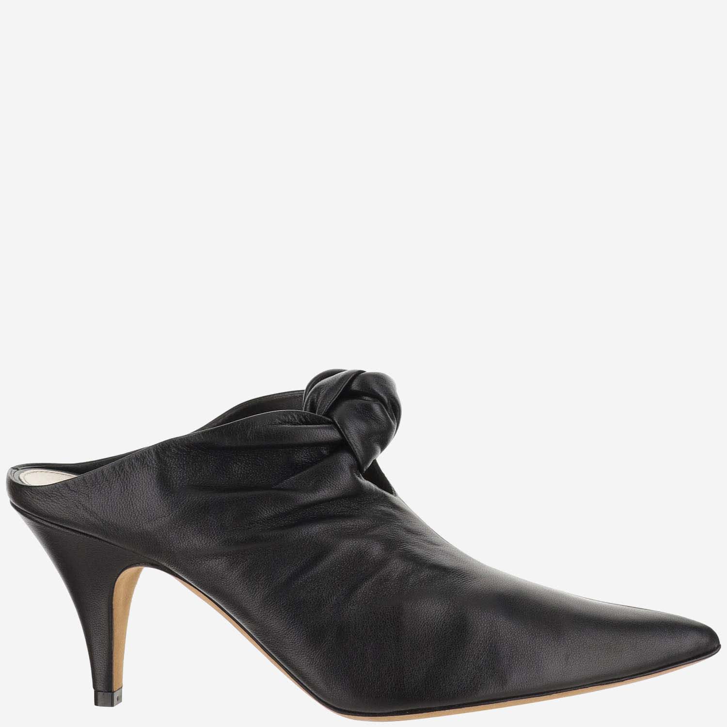 【送料&関税込】Khaite Mule The Rowan Black Rowan knotted crinkled-leather mules | KHAITE | NET-A