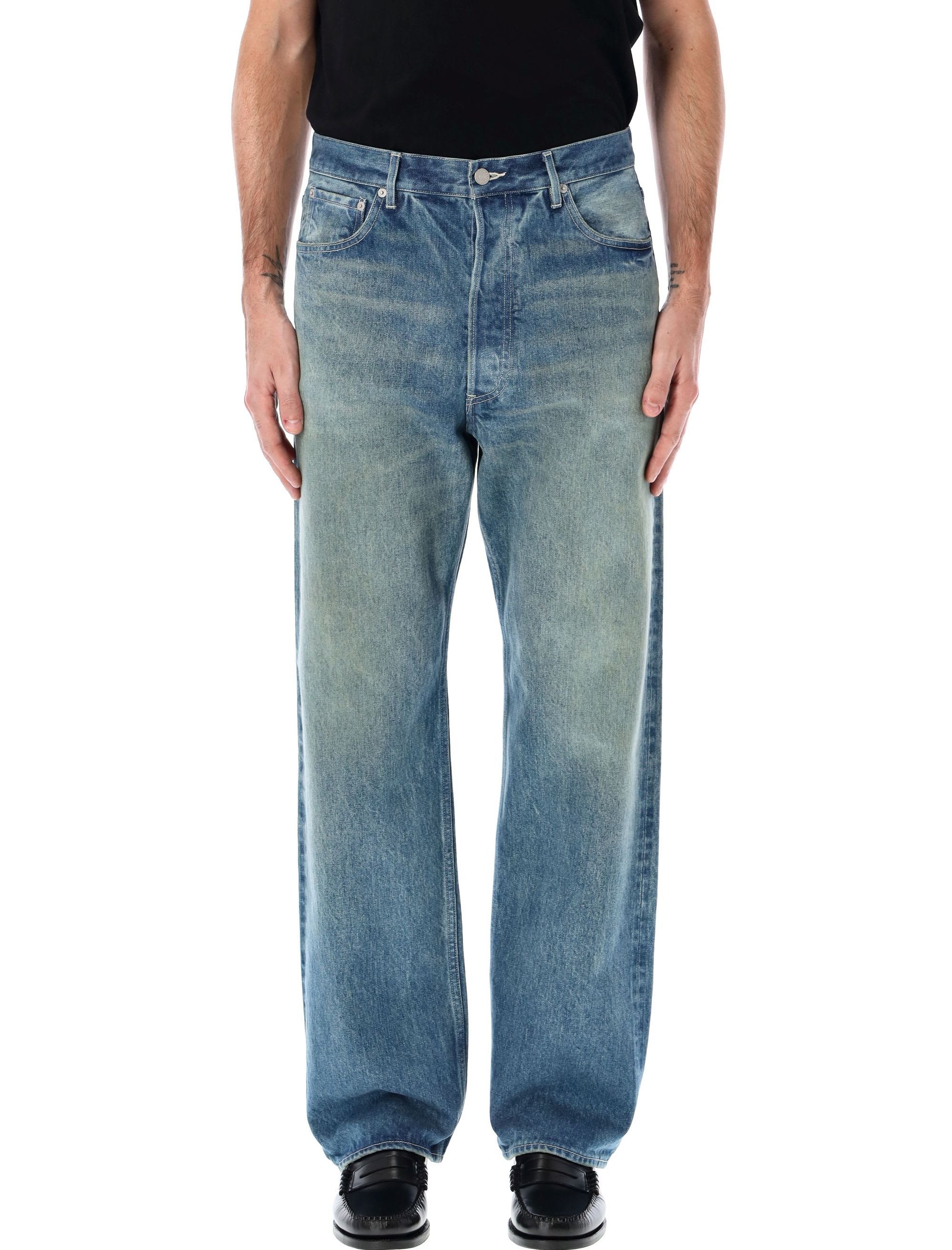 断*中様 AURALEE SELVEDGE FADED HEAVY DENIM Blue Selvedge Faded Heavy Denim Wide Jeans by AURALEE on Sale