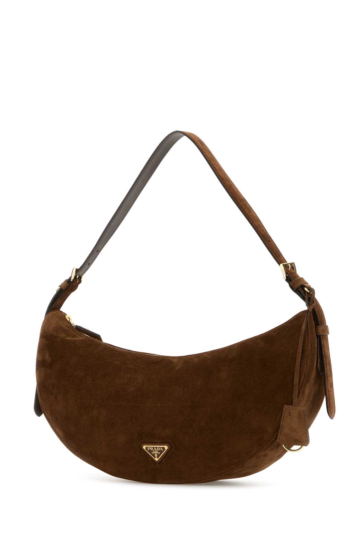 ショルダーバッグ・ポシェット PRADA BROWN SUEDE LARGE PRADA DEMI-LUNE CROSSBODY BAG Brown Suede Large Prada Demi-lune Crossbody Bag | italist