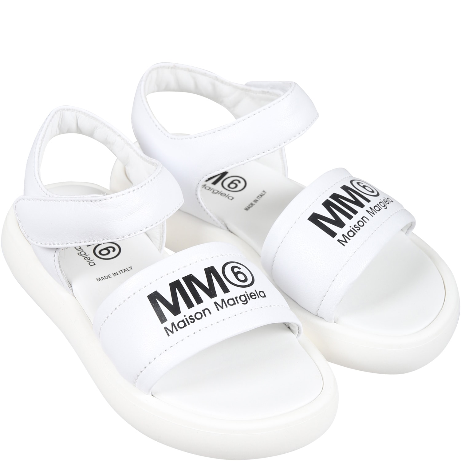 【MM6 Maison Margiela】Women's Padded White Sandals MM6 Maison Margiela Padded Leather Sandals | White | FARFETCH GE