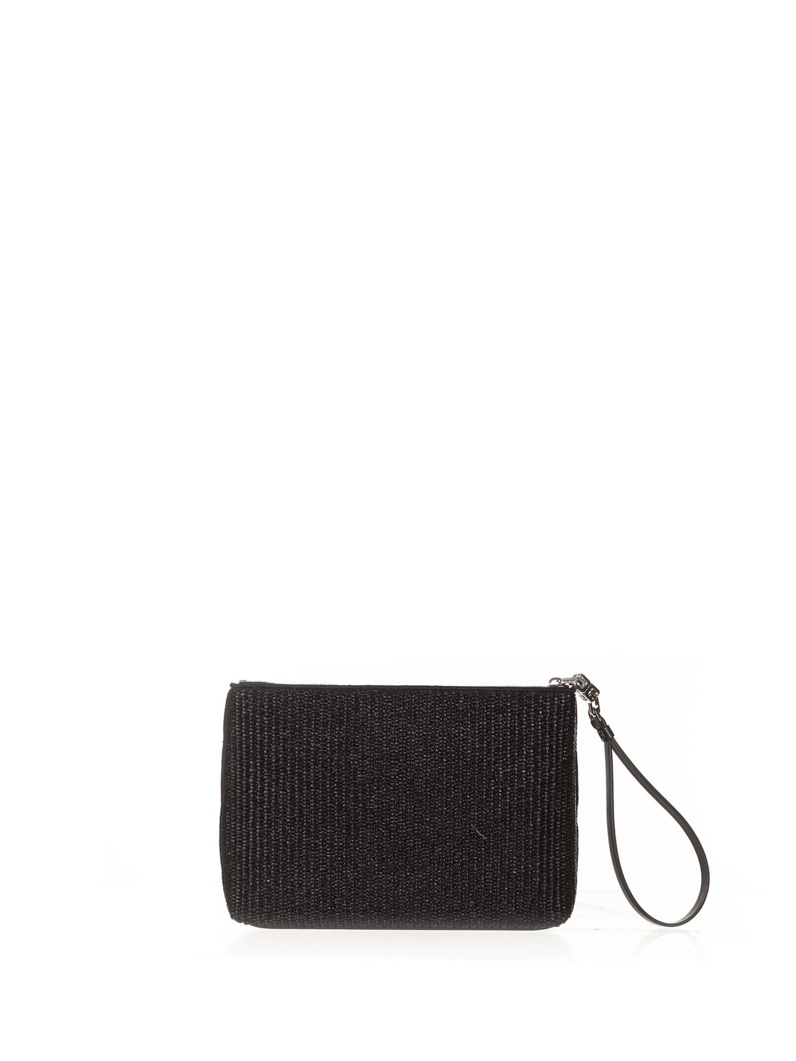 Black Raffia Clutch Bag