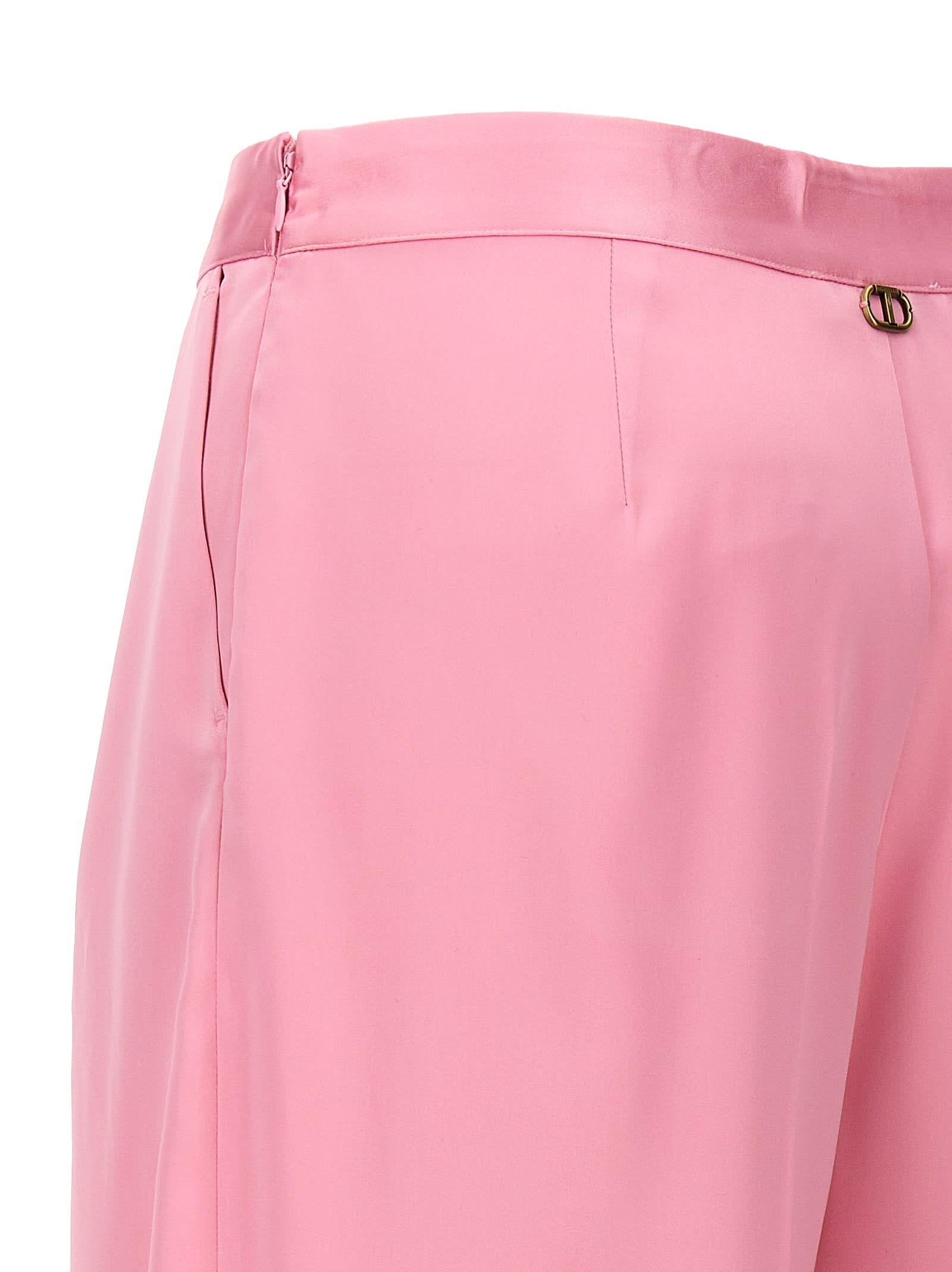 パンツ TWINSET SS24 Satin pants (241TE2081S18590 11423) Satin palazzo trousers Woman, Pink | TWINSET Milano
