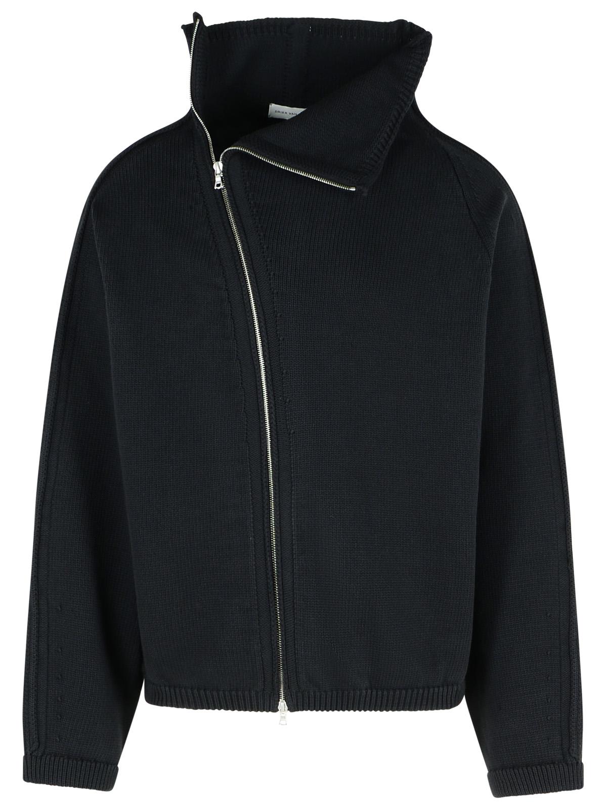 Dries Van Noten 'metro' Black Cotton Blend Cardigan | italist
