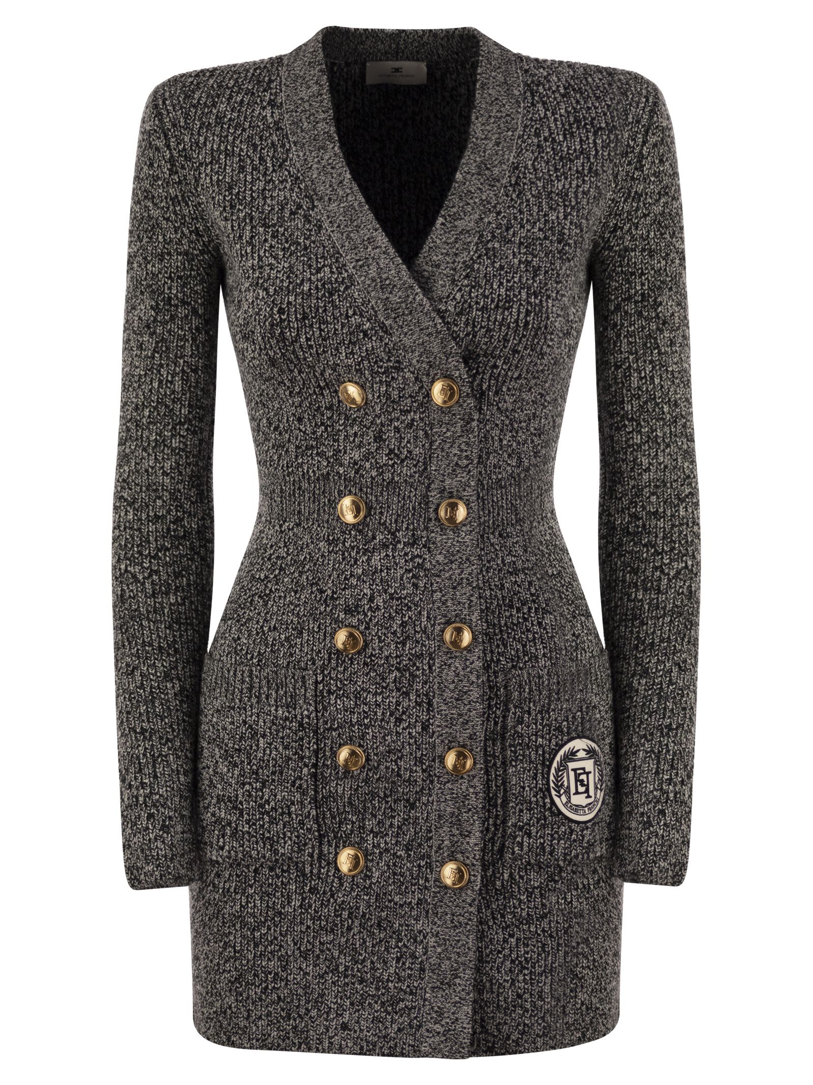 logo patch double breasted coat dress