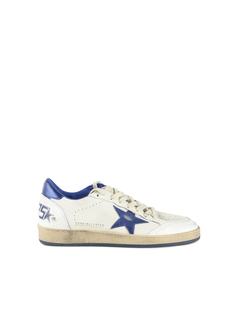 Golden Goose - Men's Ball Star in White Nappa Leather with Green Leather Star and Heel Tab, Man, Size: 44