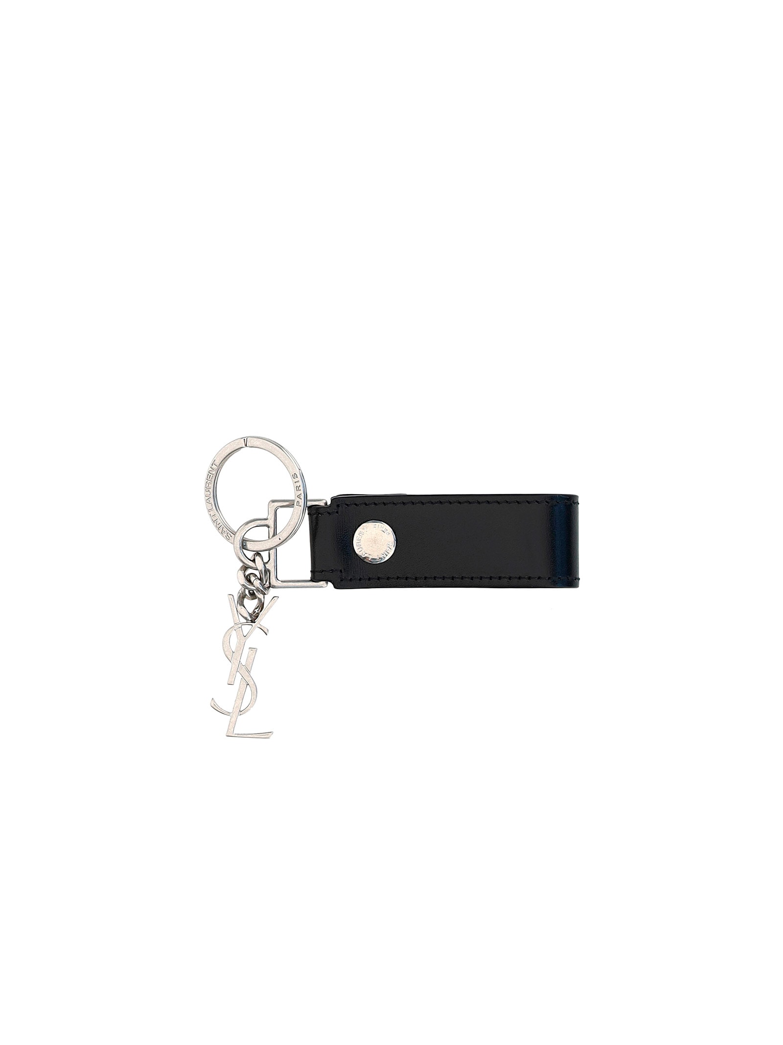 Shop Saint Laurent 2023-24FW MONOGRAM KEY RING IN SMOOTH LEATHER