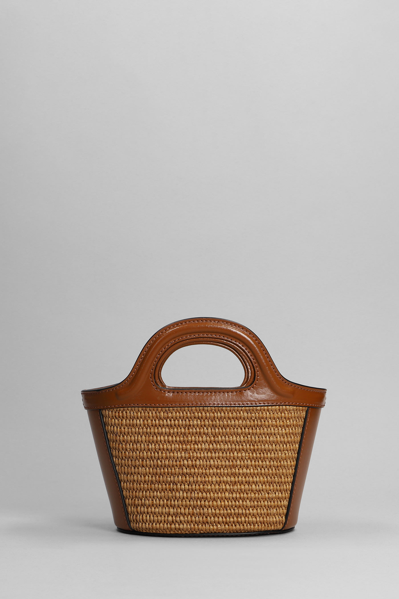 【 MARNI 】LEATHER & RAFFIA TROPICALIA MICRO BAG RAW SIENNA Tropicalia Micro Shopper Bag - Marni - Raw Sienna - Leather