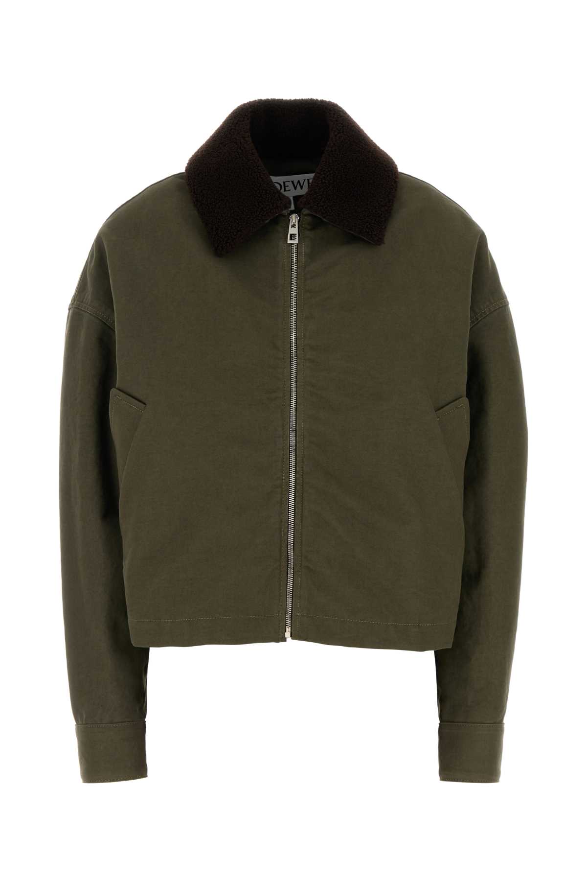 ブルゾン LOEWE SS25 Khaki cotton jacket (S359Y02XD0 KHAKIGREEN) Loewe Khaki Cotton Jacket | italist
