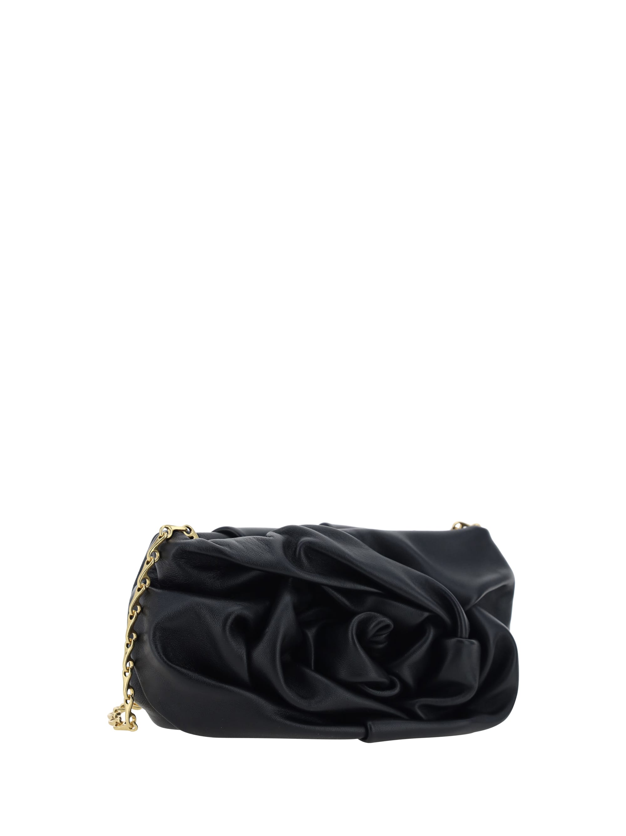 Burberry Black Nappa Leather Rose Clutch | italist
