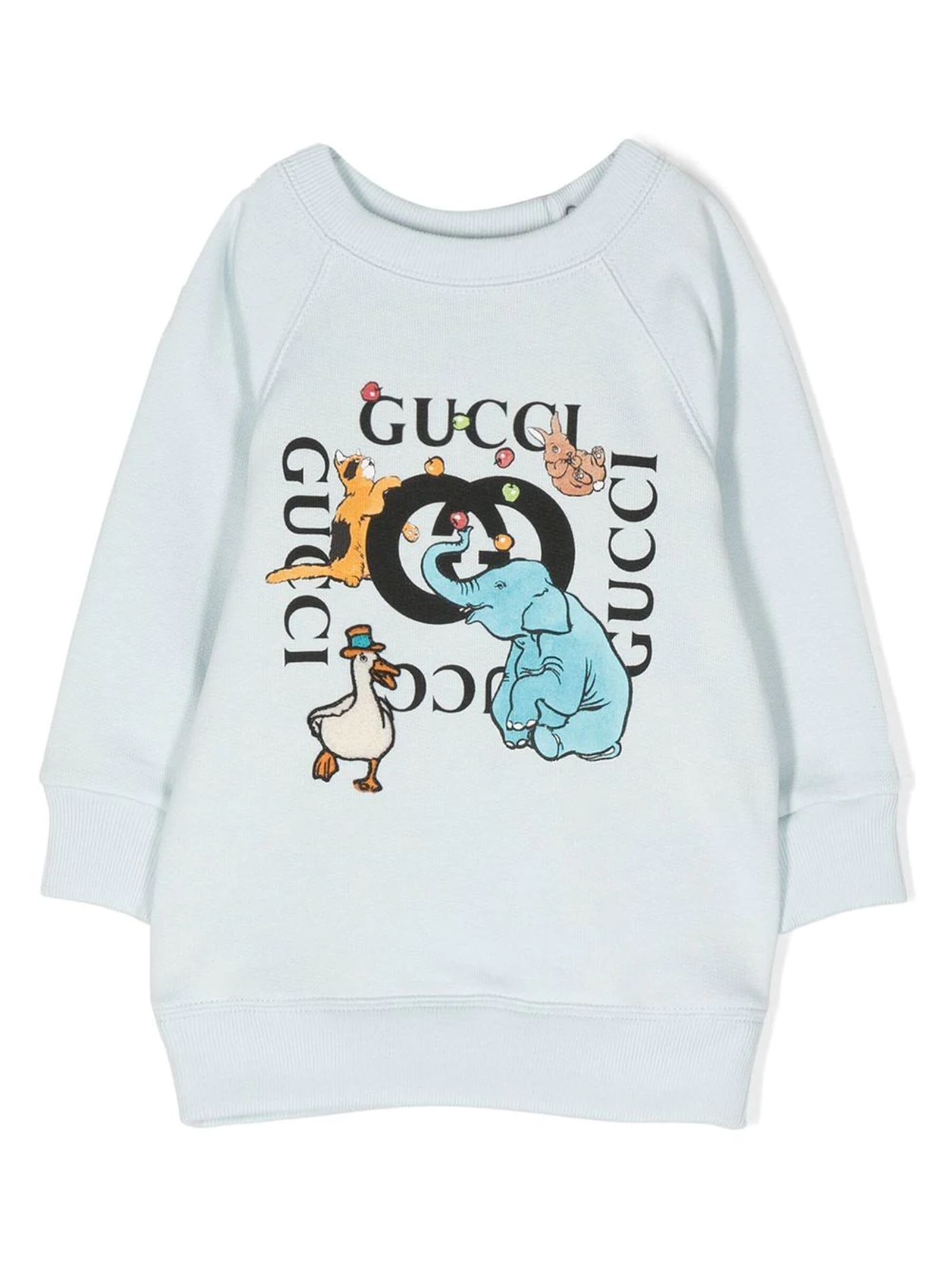 Gucci Light Blue Cotton Sweatshirt ニットウェア＆スウェットシャツ-