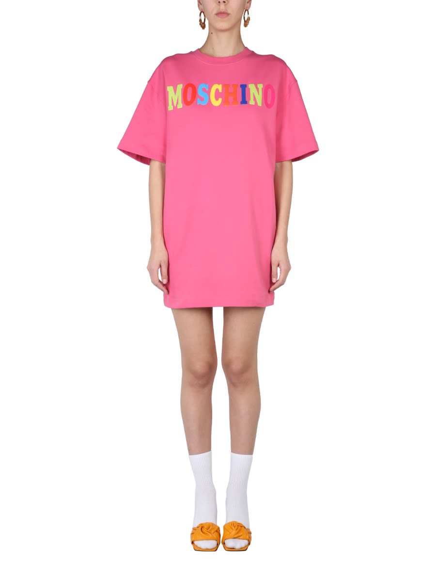 flocked logo dress