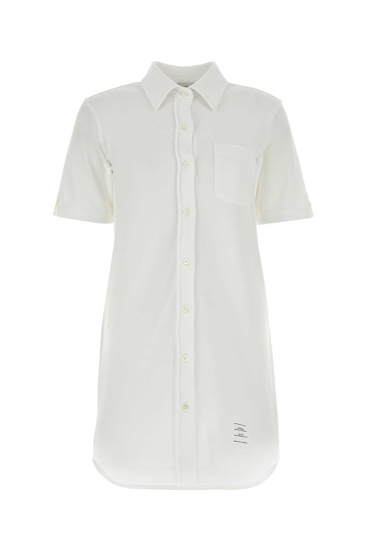 white piquet mini shirt dress