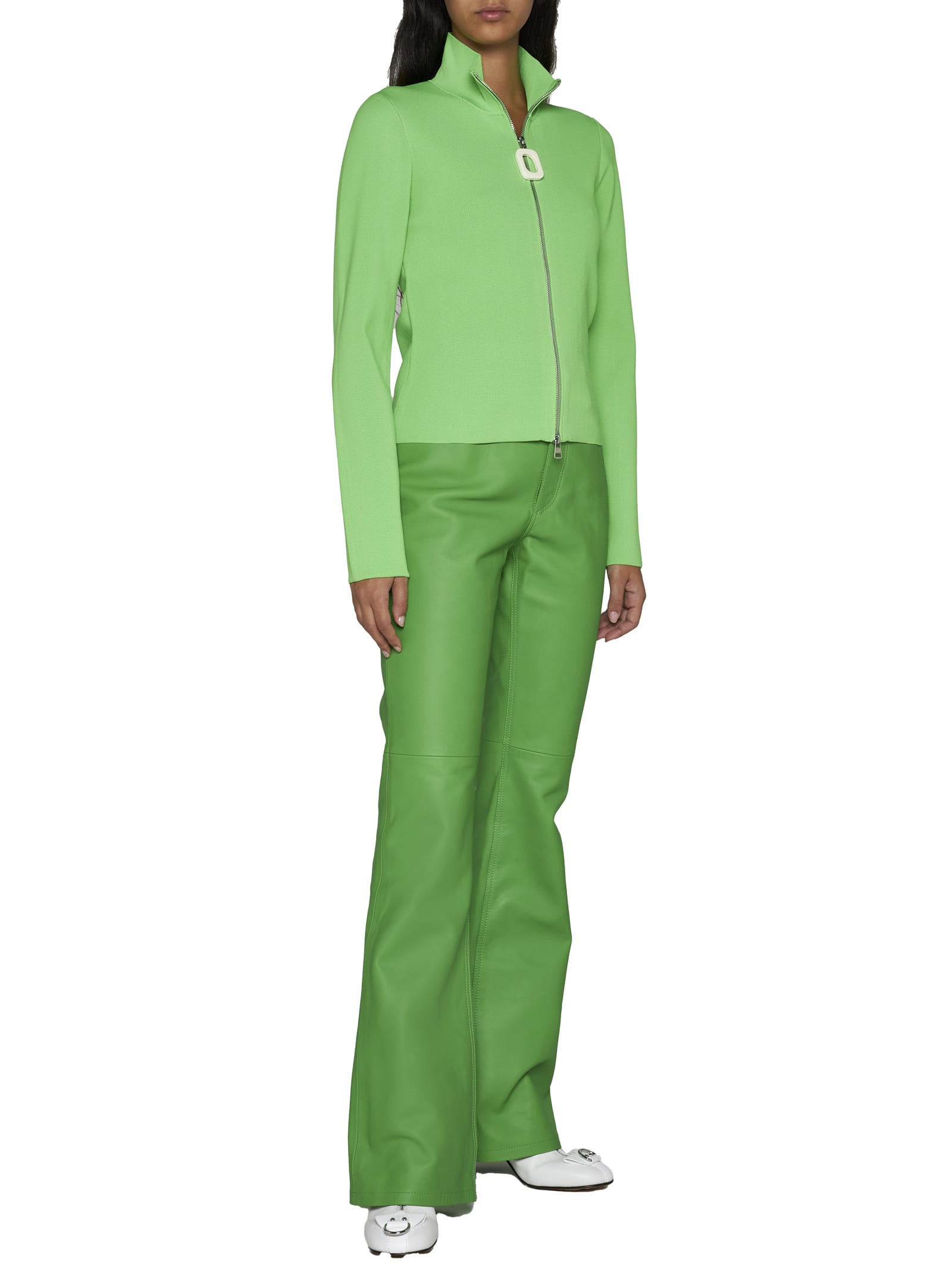 ボトムスその他 J W ANDERSON Leather bootcut trousers (LO0008LT0077 500) JW Anderson Leather bootcut-leg Trousers | Green | FARFETCH
