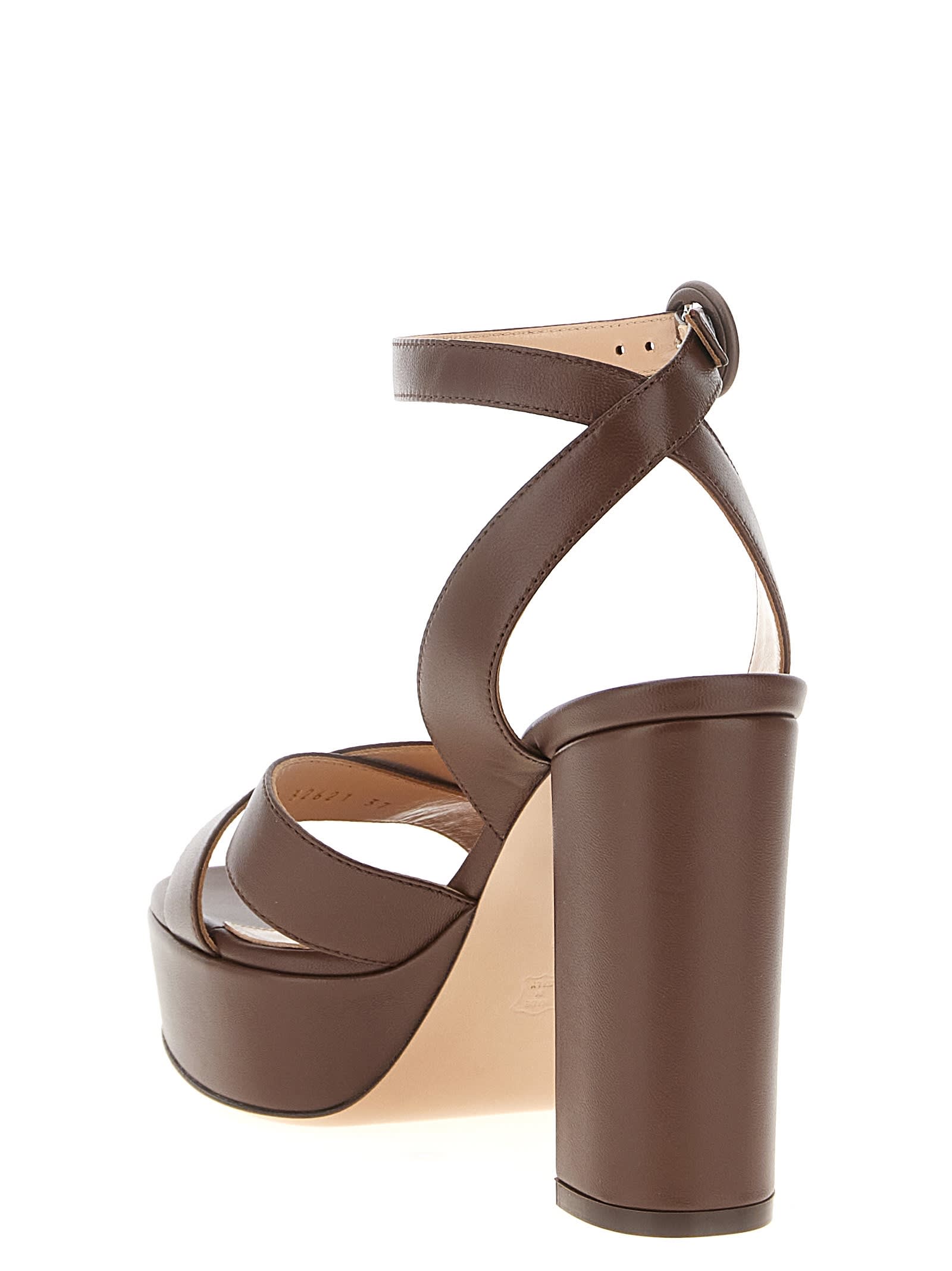 サンダル・ミュール Gianvito Rossi FW25 'Sabrina' sandals (G3262170RICNAP BROW) Sabrina satin crêpe platform sandals in brown - Gianvito