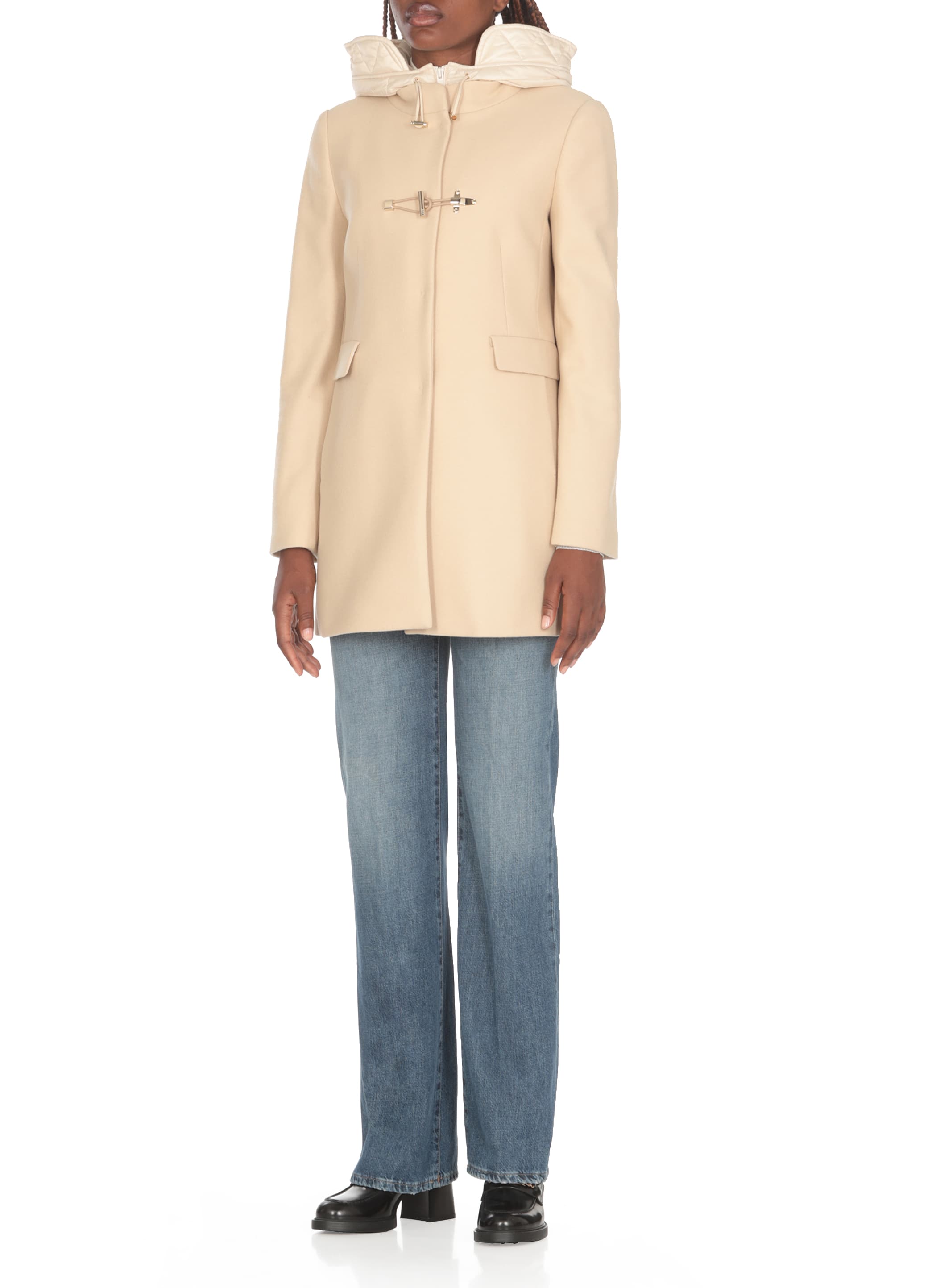 ダウンジャケット・コート Fay Nylon Front Db Toggle Coat Toggle Coat in Wool Fabric GREY Woman NAW59493430UKMLB600 | Fay