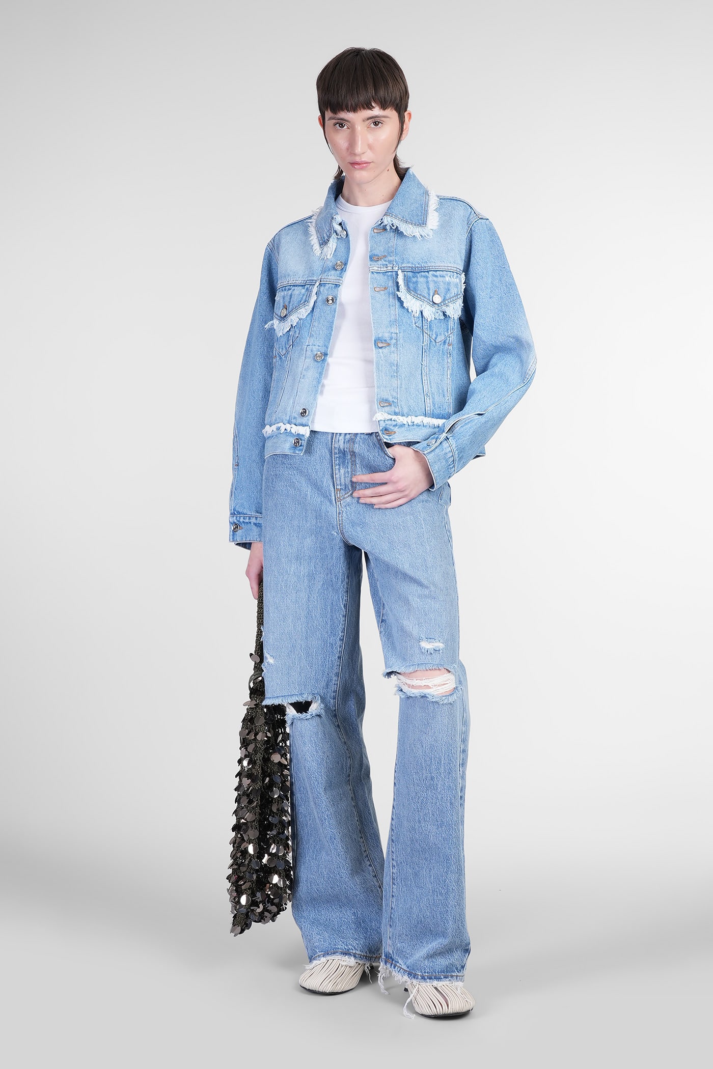 アウターその他 SEFR Women Outer 418495 WFW24SYDNEYFRA BLUE Séfr Sydney Denim Jackets In Blue Cotton | italist