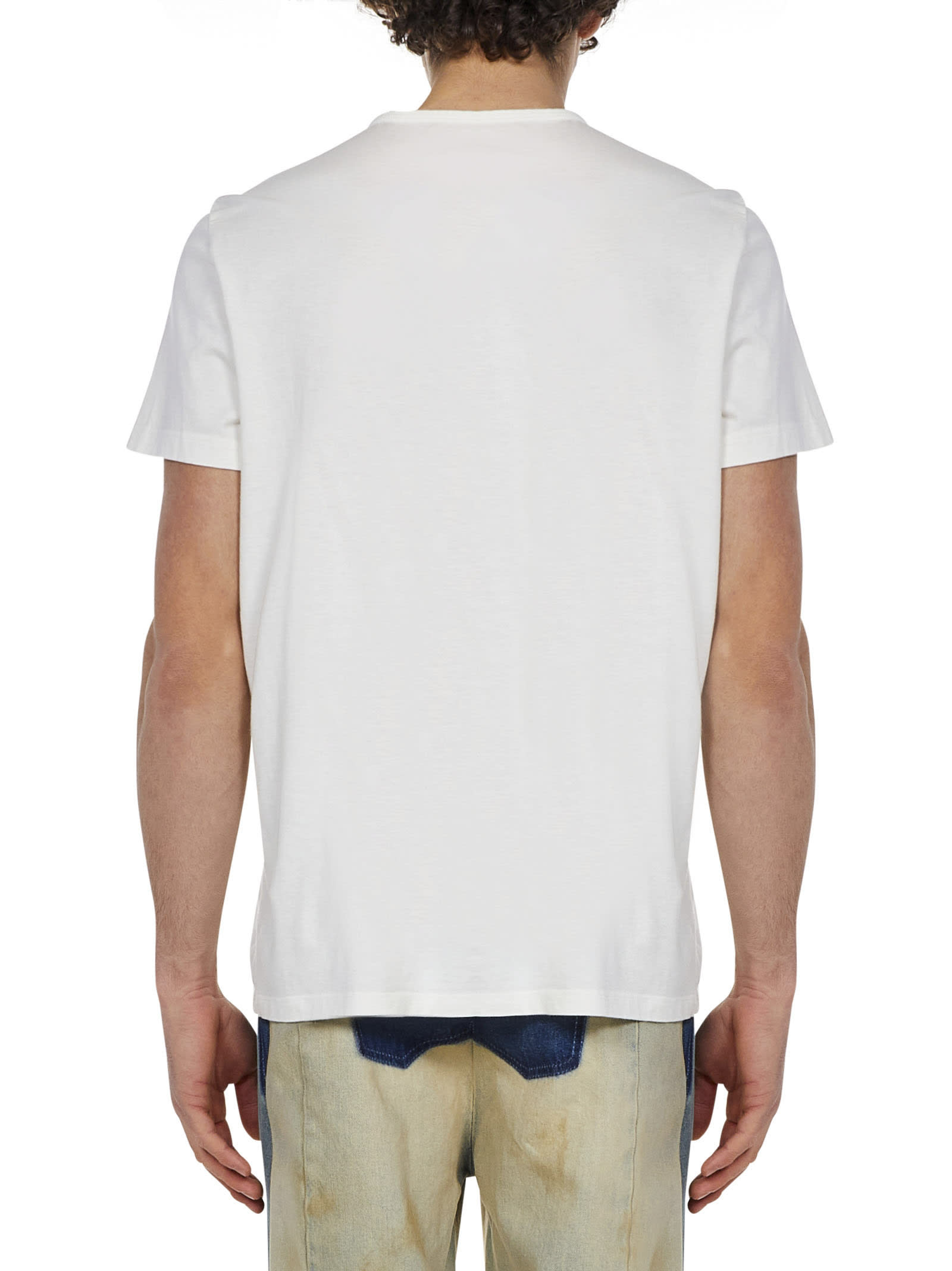 【送料&関税込】Maison Margiela Chest Logo Plain T-shirt Maison Margiela logo-embroidered Cotton T-shirt | Grey