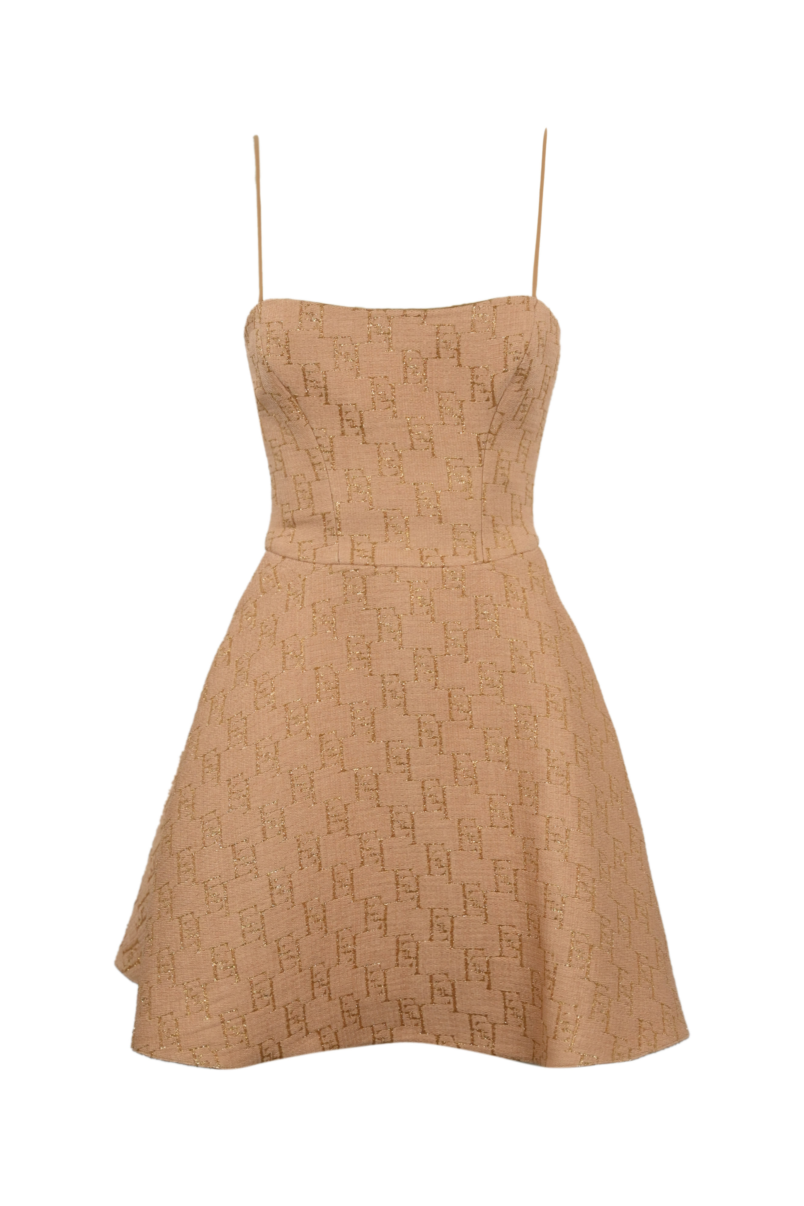 raffia dress and lurex logo