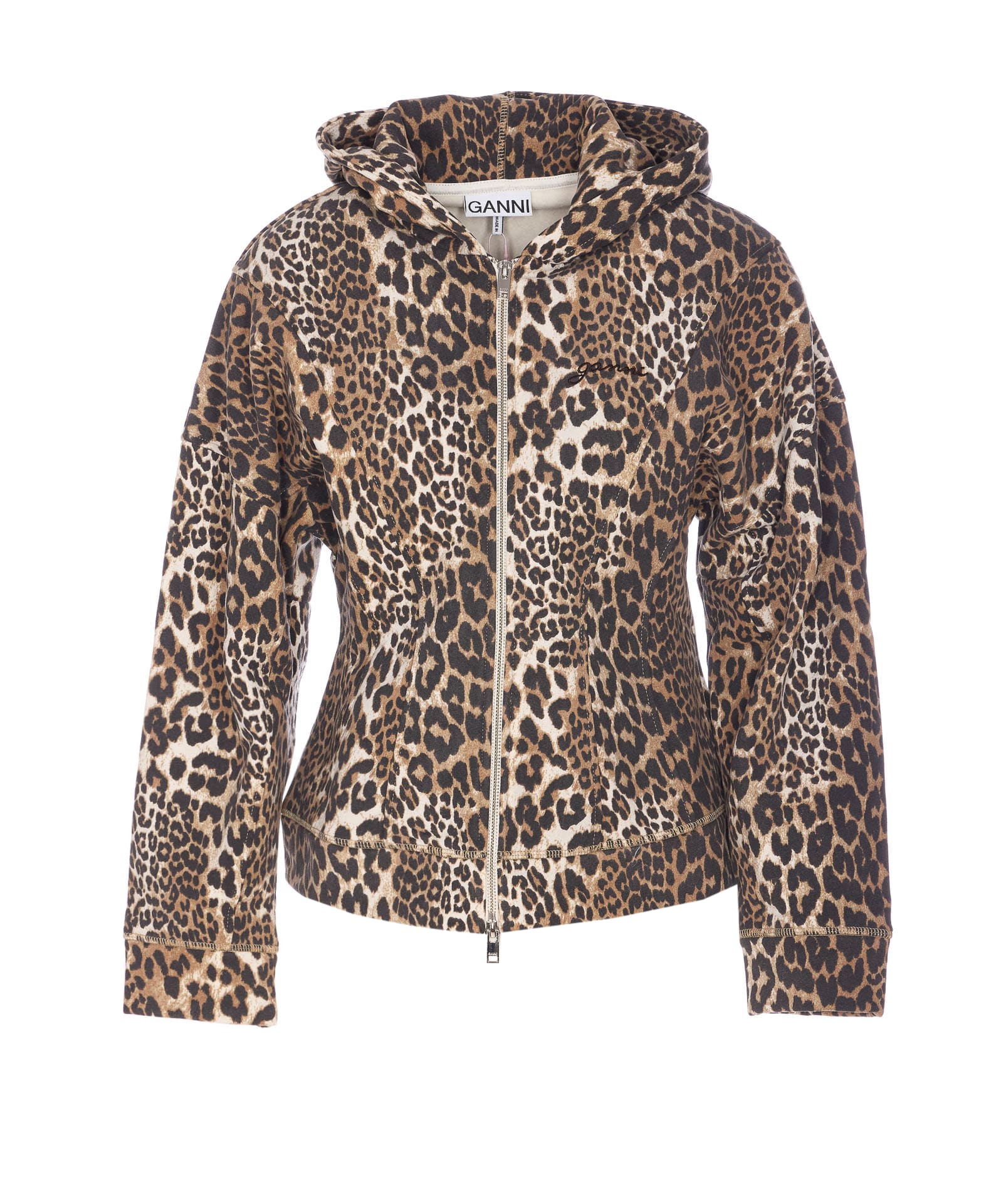 ブルゾン GANNI BLACK ANIMAL PRINT HOODIE Phantom Black Animal Print Hoodie | GANNI US