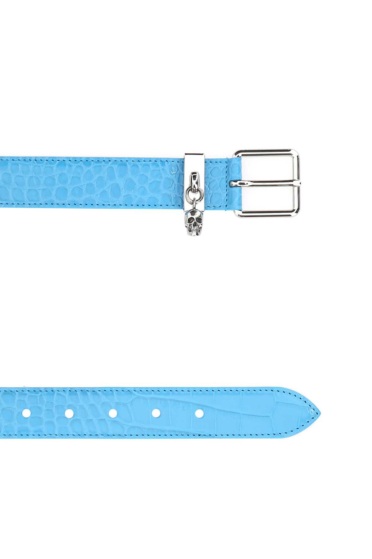 Alexander McQueen Light-blue Leather Skull Belt | italist