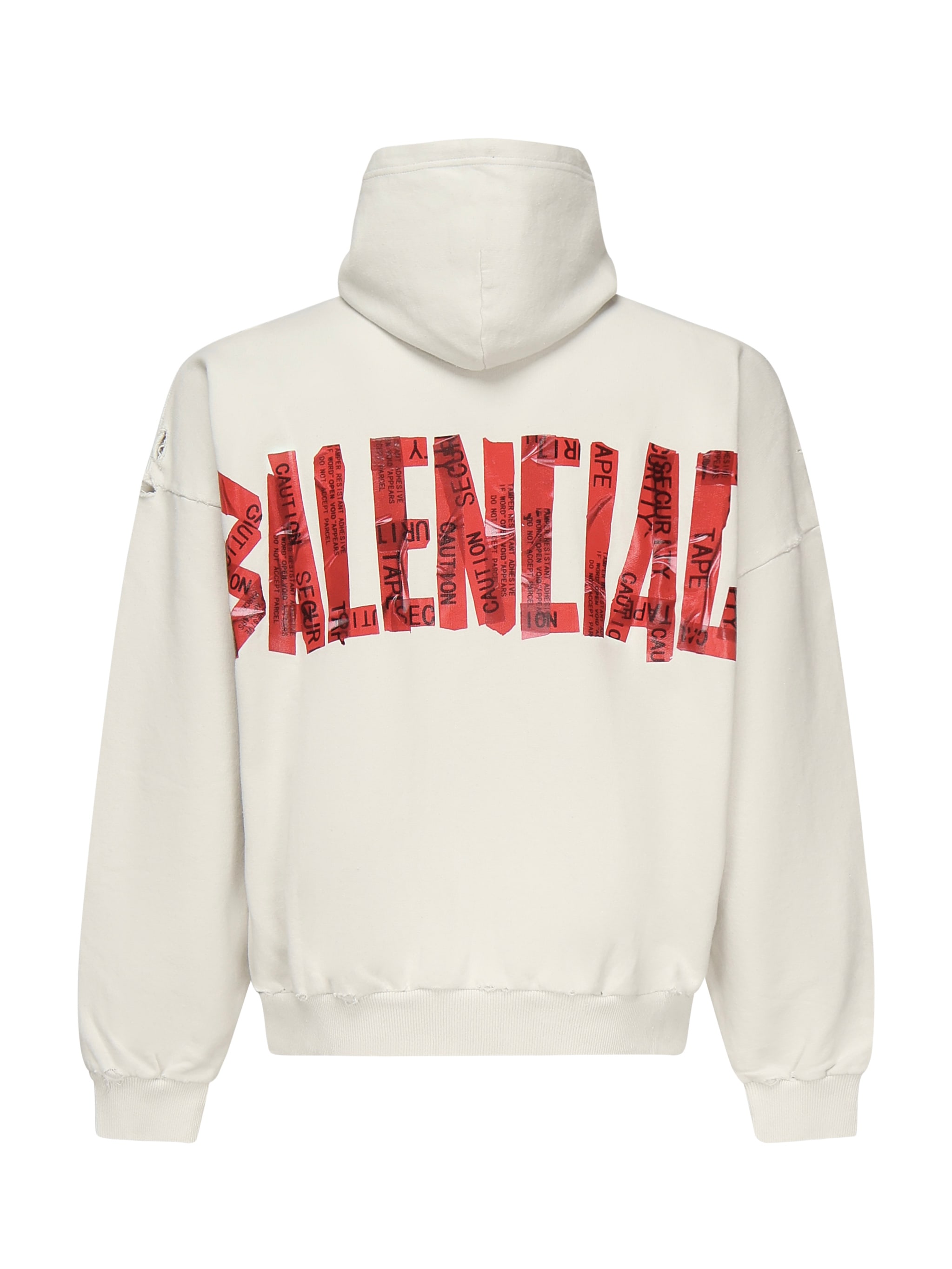◆国内完売◆【BALENCIAGA】Security Tape ジップ フーディー Men's Security Tape Logo Large Zip-up Hoodie in Black Faded
