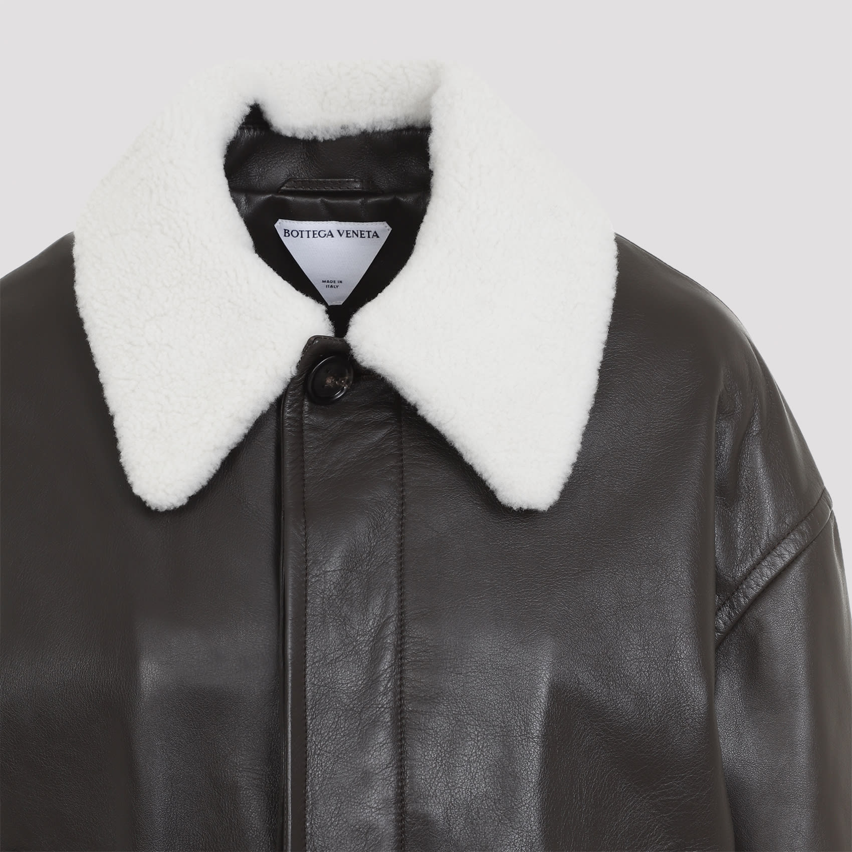 レザージャケット・コート BOTTEGA VENETA Bottega Veneta Nappa Blouson With Shearling Shearling-trimmed leather blouson in blue - Bottega Veneta