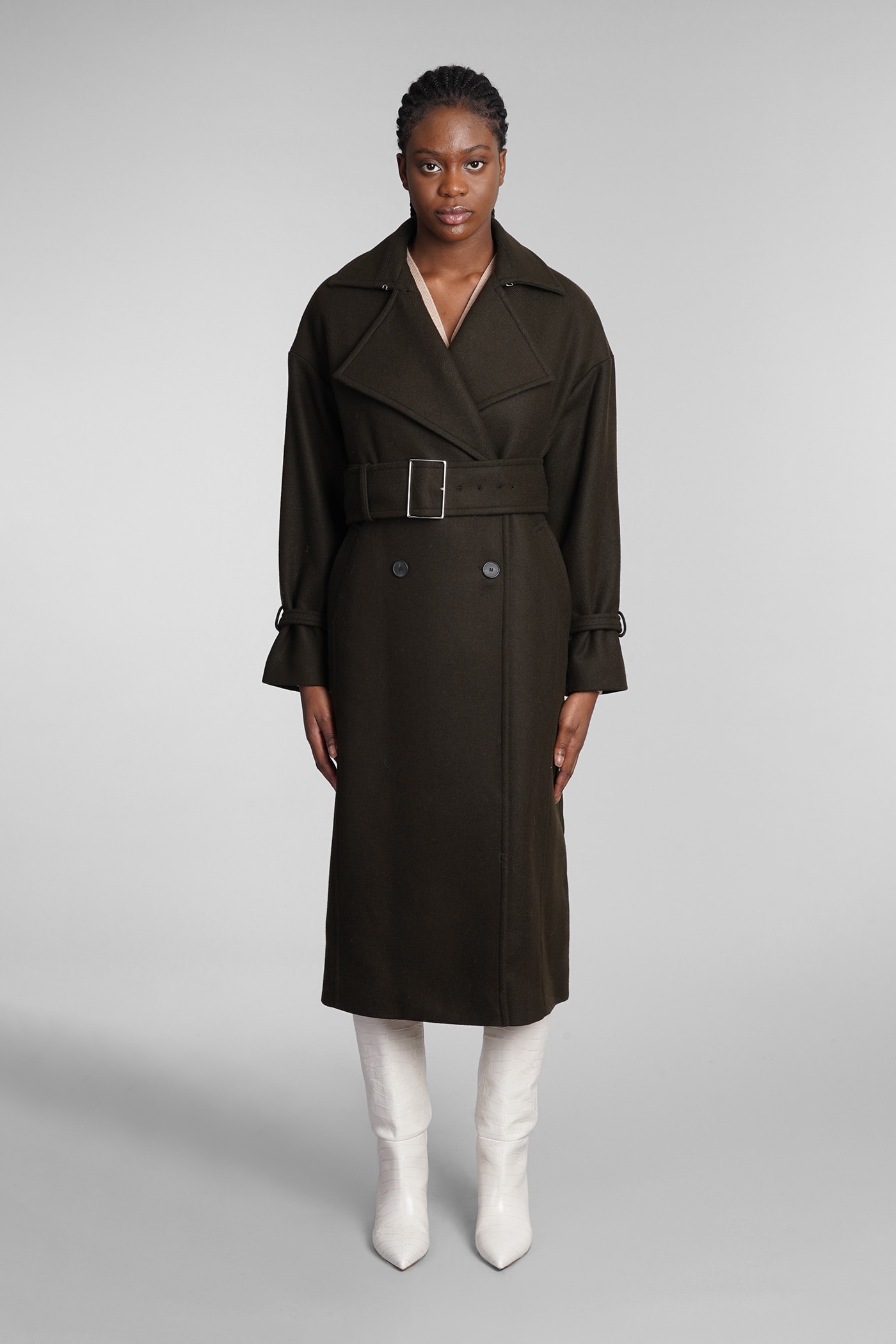 IRO Kealia Coat In Khaki Wool italist