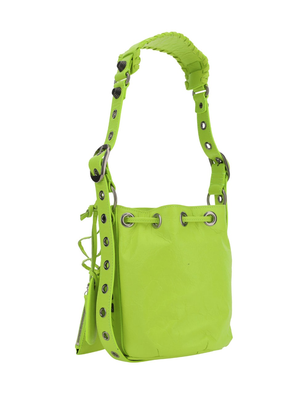 Balenciaga Fluo Yellow Leather Le Cagole Xs Bucket Bag