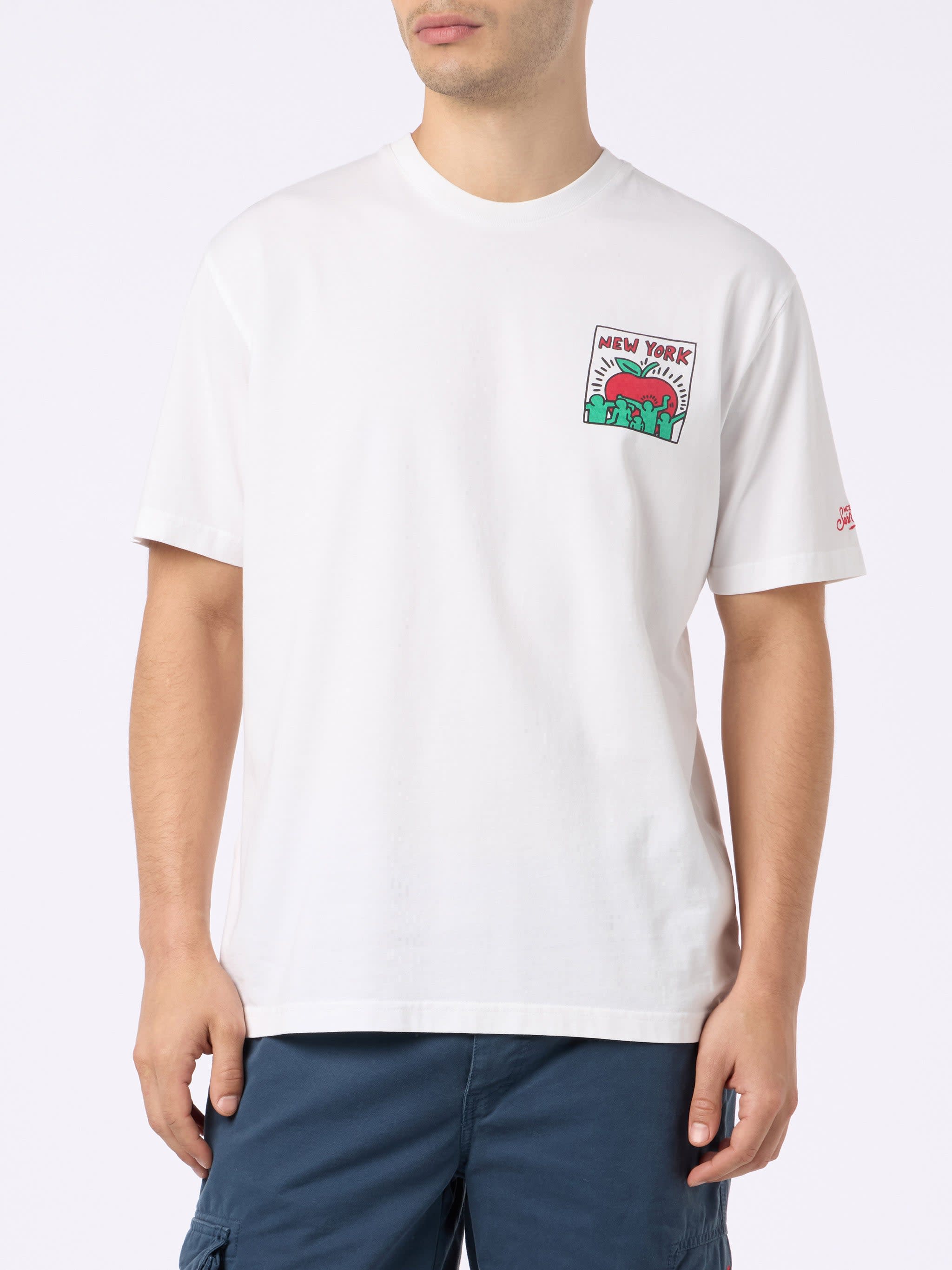 MC2 Saint Barth Man Cotton T-shirt With Keith Haring Design