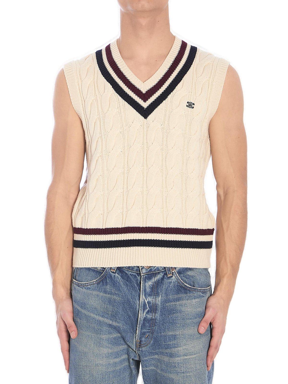 ベスト・ジレ CELINE  Triomphe Cashmere Vest with Woven Inlay 20431b47d641afd11311dc4b7bef.jpg