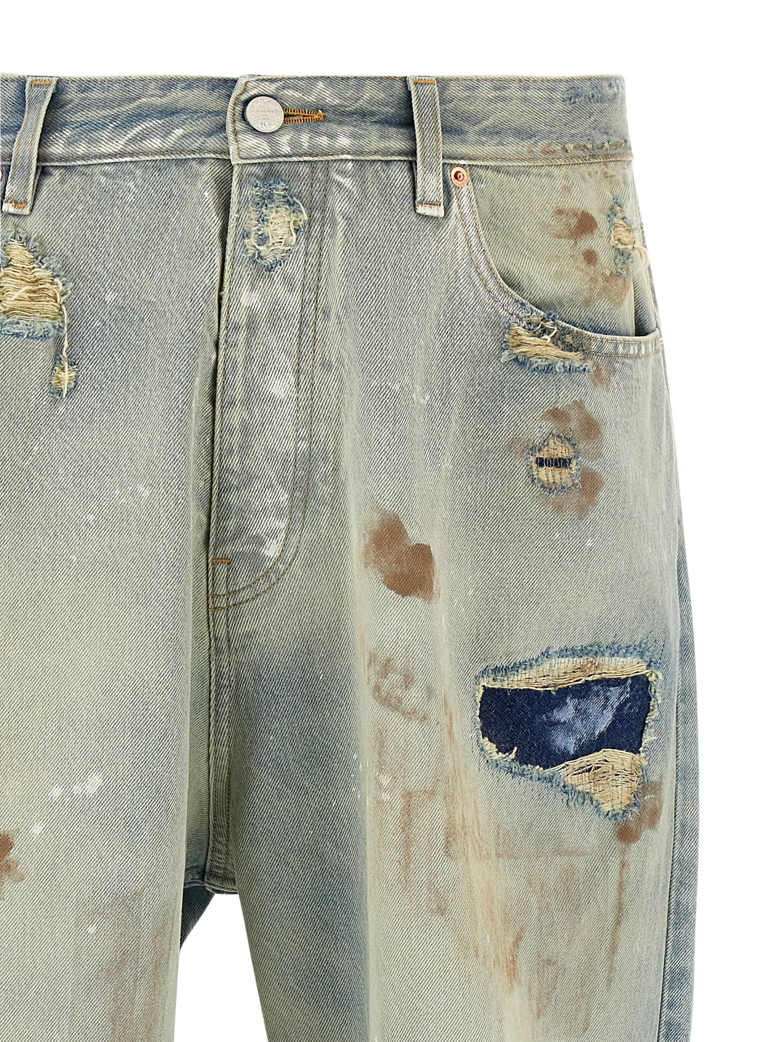 VETEMENTS 'blue Trashed Big Shape' Jeans | italist