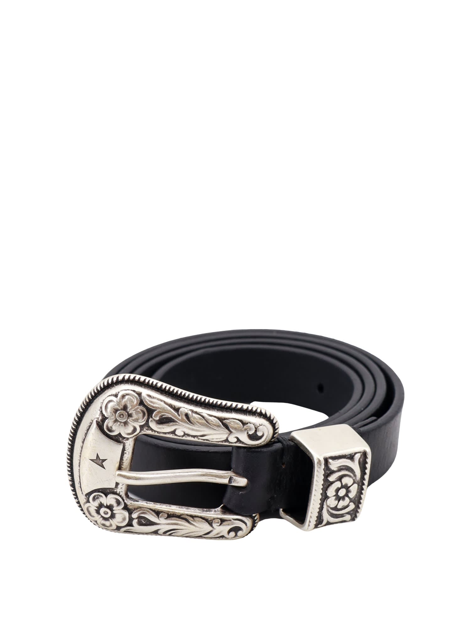 ベルト Golden Goose Deluxe Brand Belt Belt in black braided leather with silver color buckle
