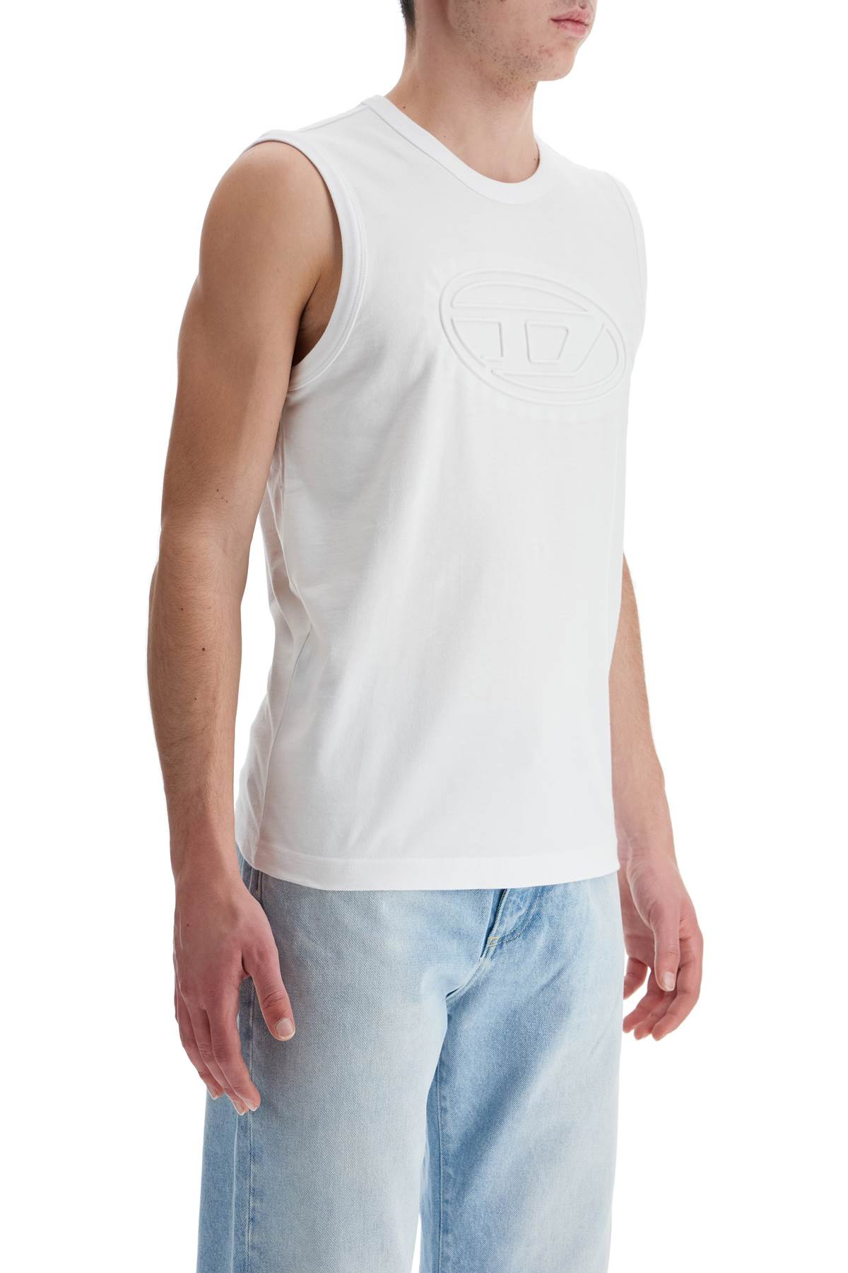 【送料&関税込】Diesel White Cotton Tank Top With Wide Neckl Diesel White Cotton Tank Top With Wide Neckline | italist
