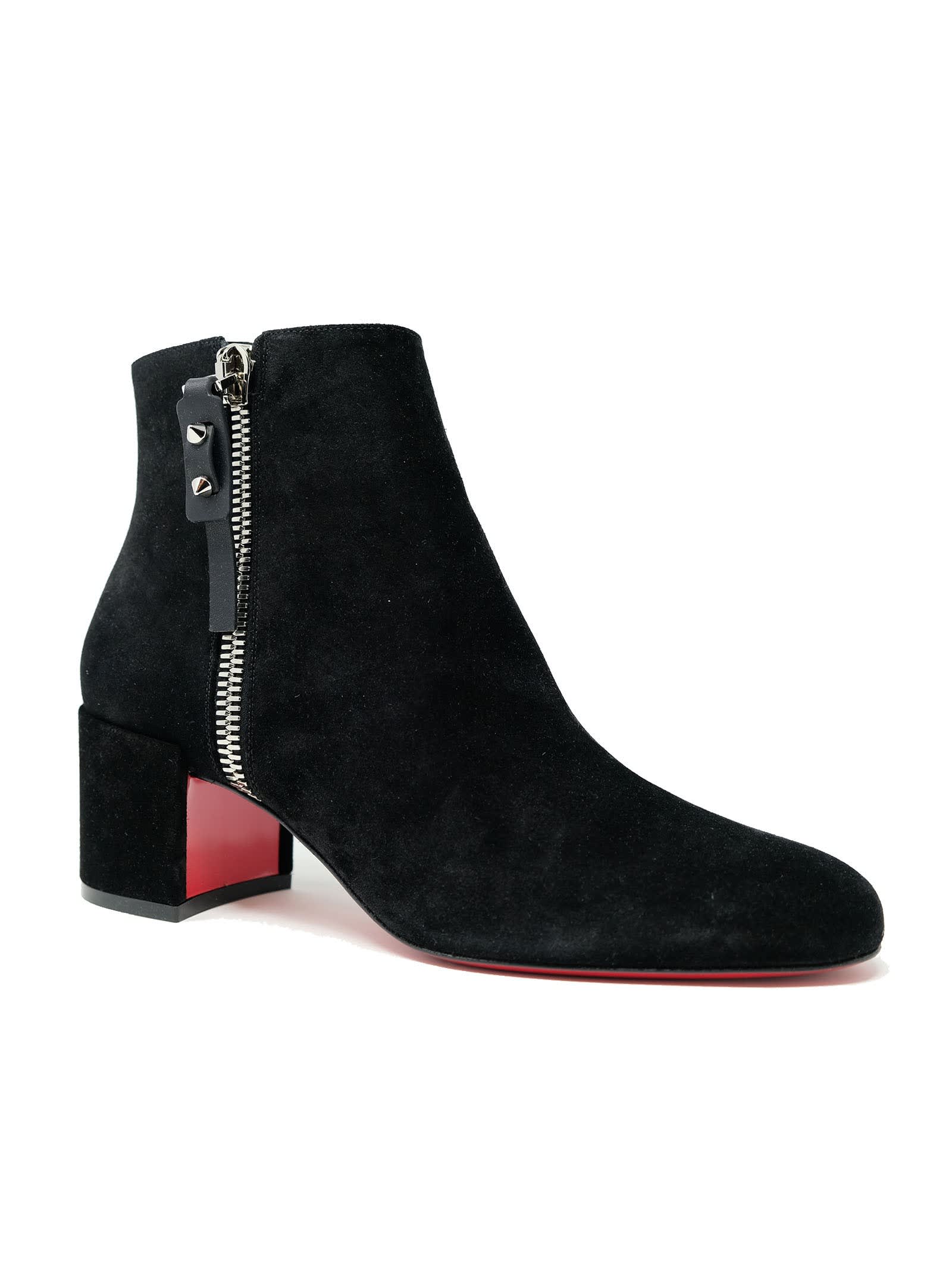 Christian Louboutin Ziptotal 55 Leather Ankle Boots in Black