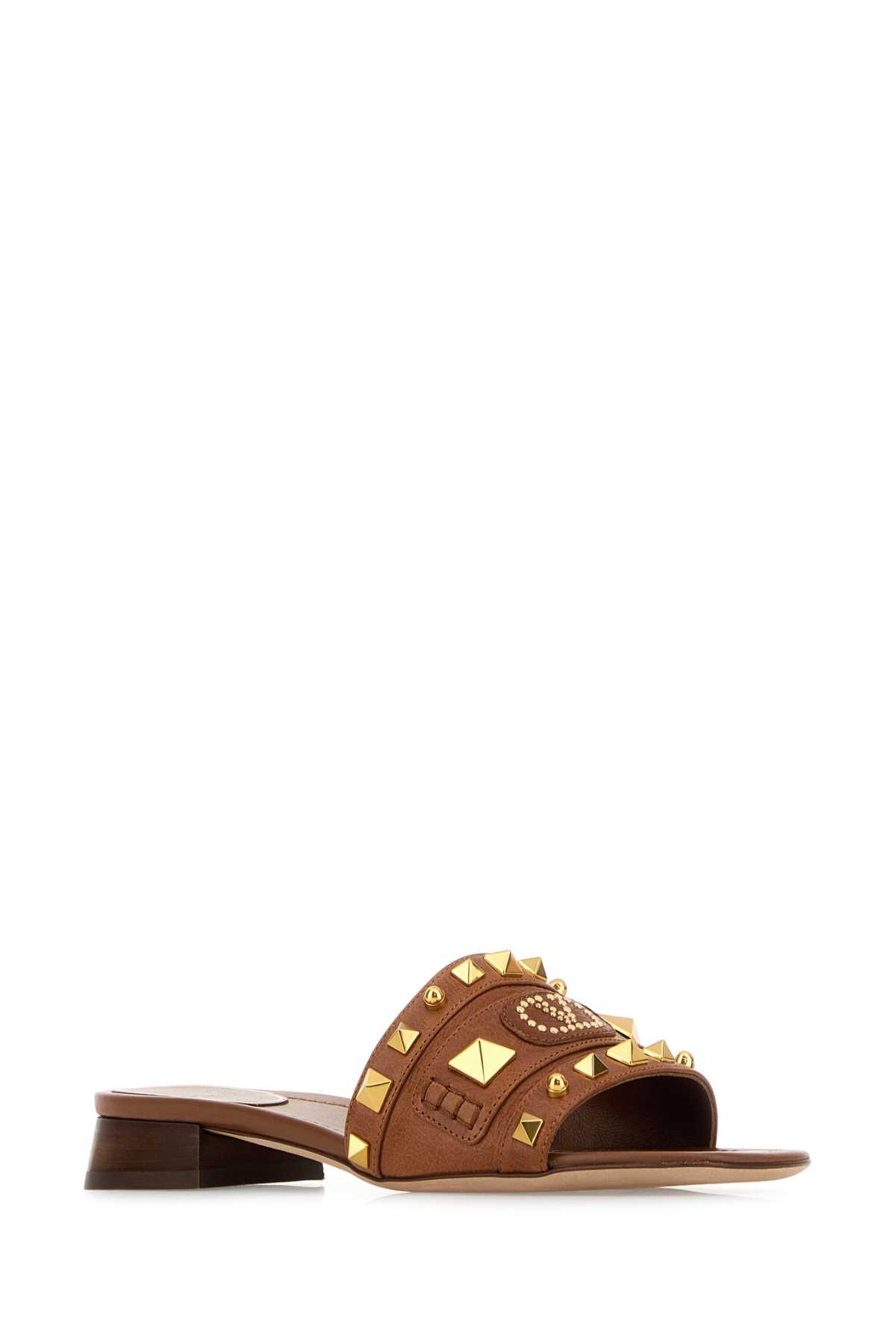 スリッポン VALENTINO CARAMEL LEATHER PLASTER CASTER SLIPPERS Valentino Garavani Caramel Leather Plaster Caster Slippers