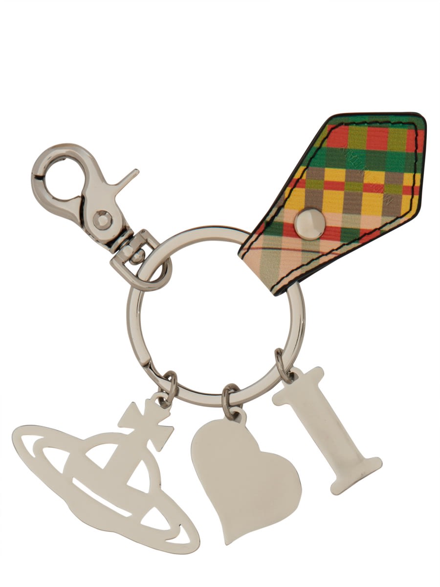 【関税&送料込】Vivienne Westwood Portachiave I Love Orb Vivienne Westwood: Silver & Blue 'I Love Orb' Keychain | SSENSE
