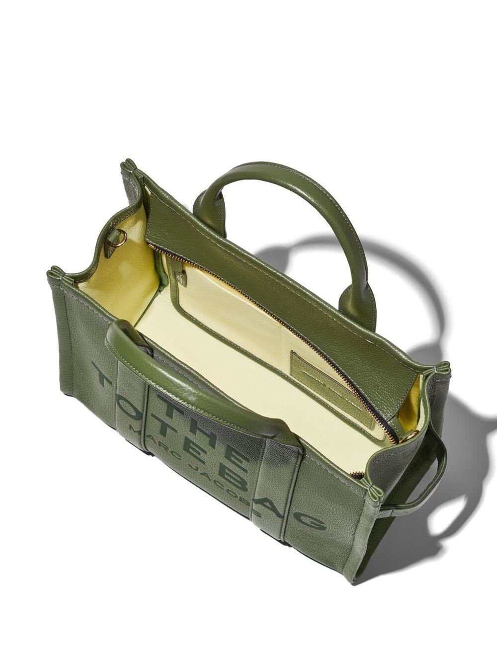 'the Tote Bag Medium' Olive Green Bag With Logo In Grained 