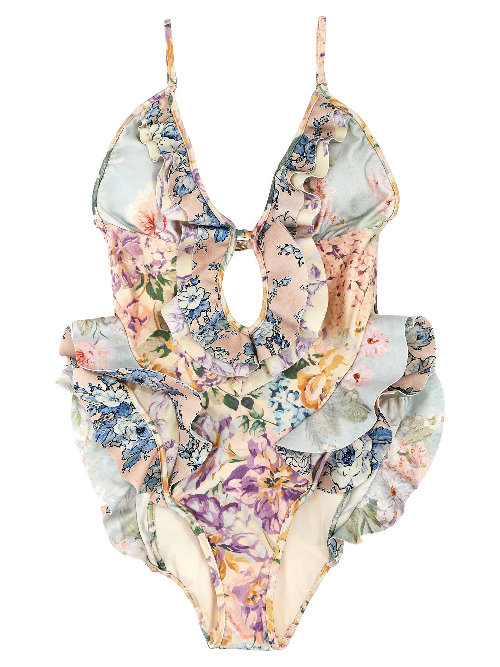 Zimmermann 'halliday Waterfall Frill' One-piece Swimsuit