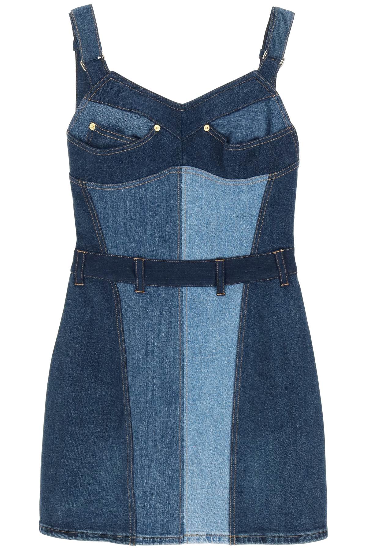 regenerated stretch denim mini dress