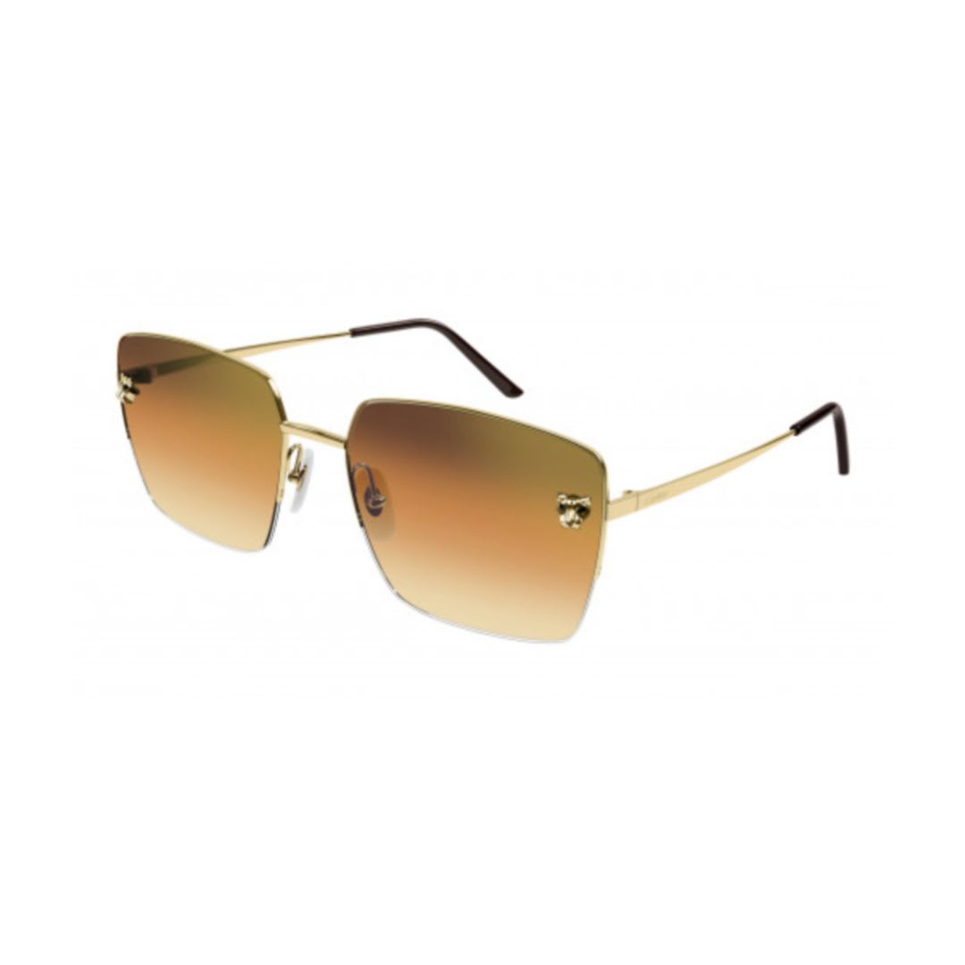 サングラス Cartier Cartier - CT0333S - 003 gold gold orange Cartier CT0330S Shiny Gold Sunglasses - eye-oo.com