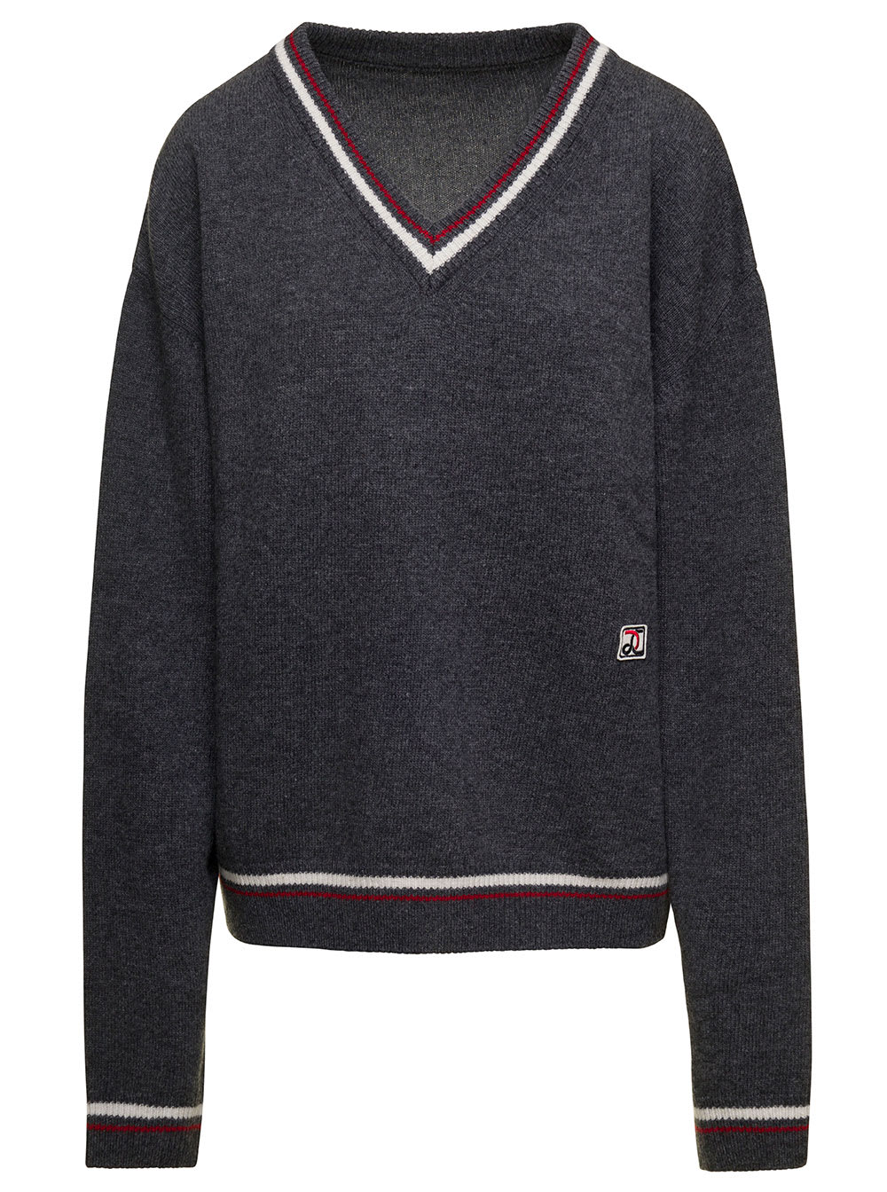 トップス LOW CLASSIC V-NECK LOGO KNIT TOP d7f0b2c464fc378c1d97b41af3023b