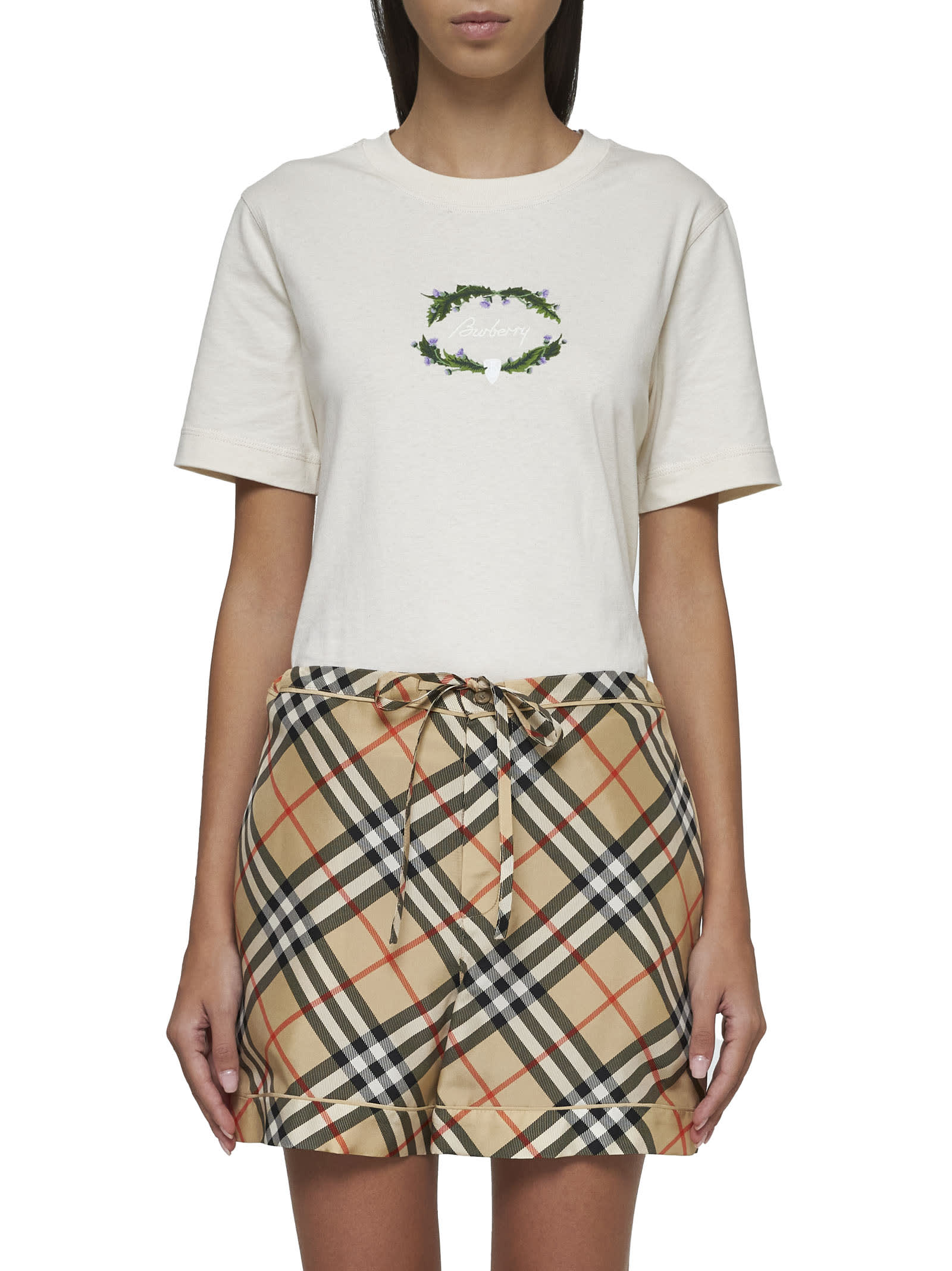 ショートパンツ Burberry FW24 Printed silk shorts (8094546 B9368) Burberry check-print Silk Shorts | Brown | FARFETCH
