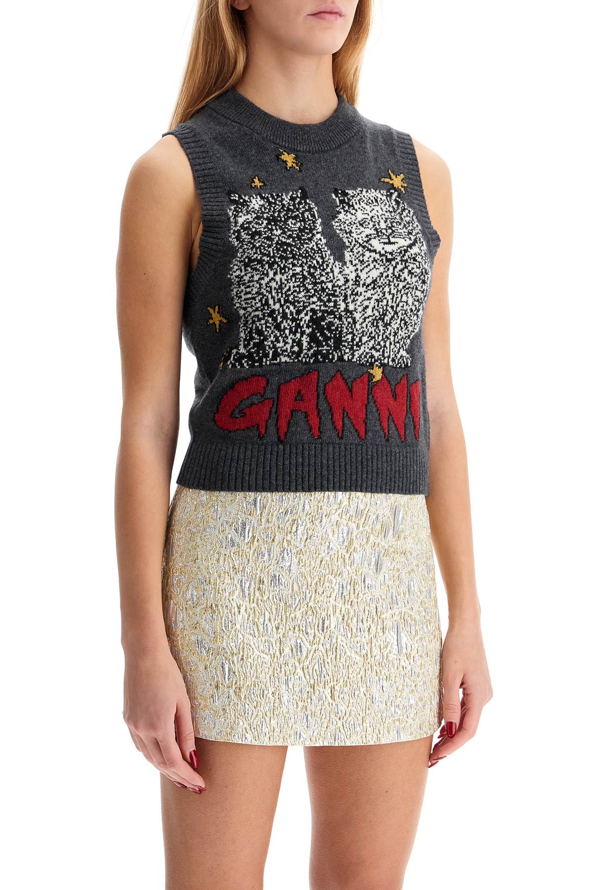 Ganni 'graphic Cats Knit Vest For | italist