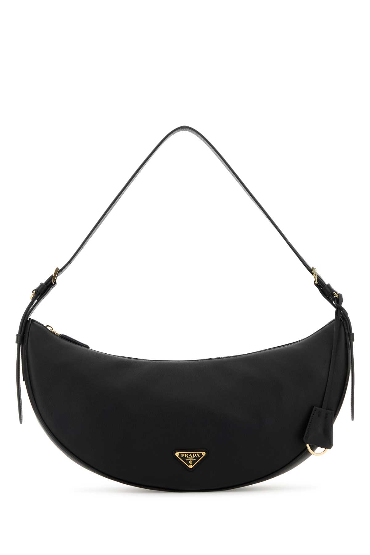 Black Leather Large Prada Demi-lune Crossbody Bag | italist