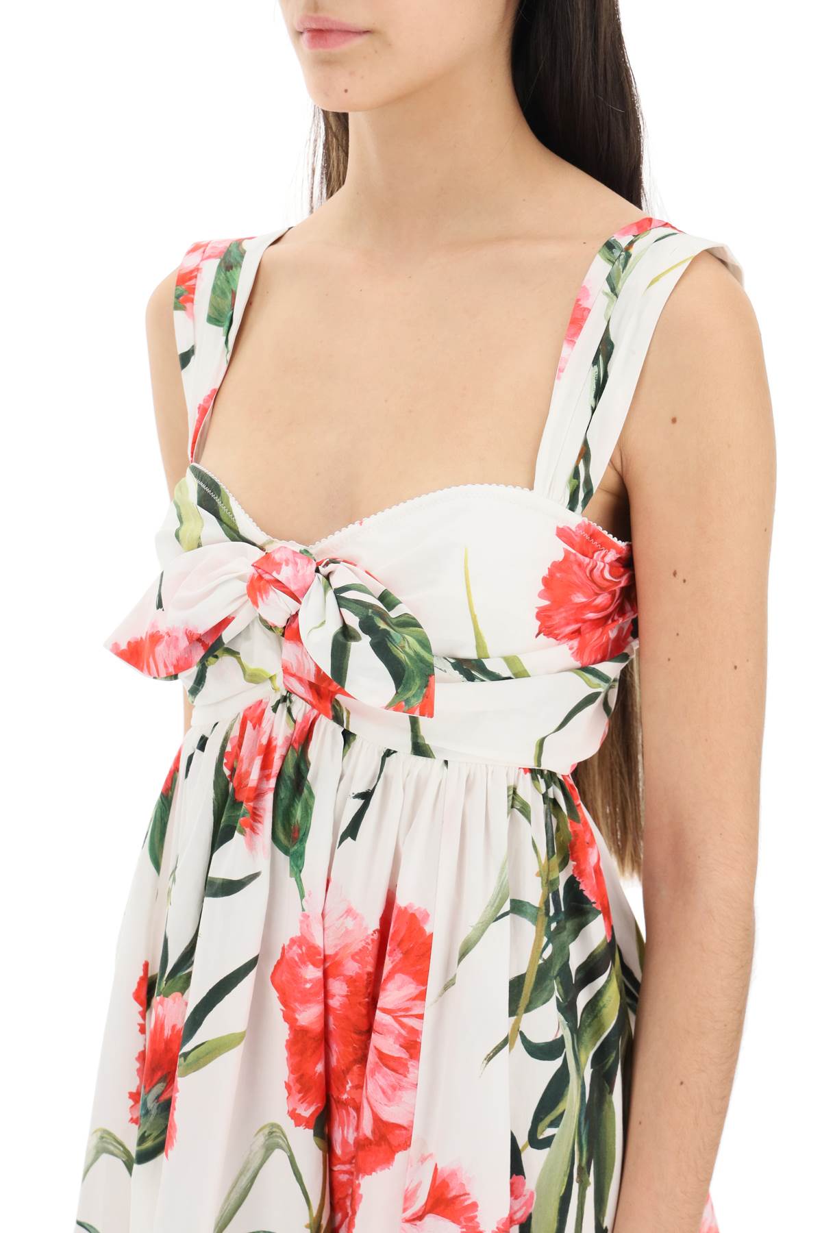 【送料&関税込】Dolce & Gabbana Cotton Midi Dress With E DOLCE & GABBANA Cotton Poplin Midi Dress In Floral Print